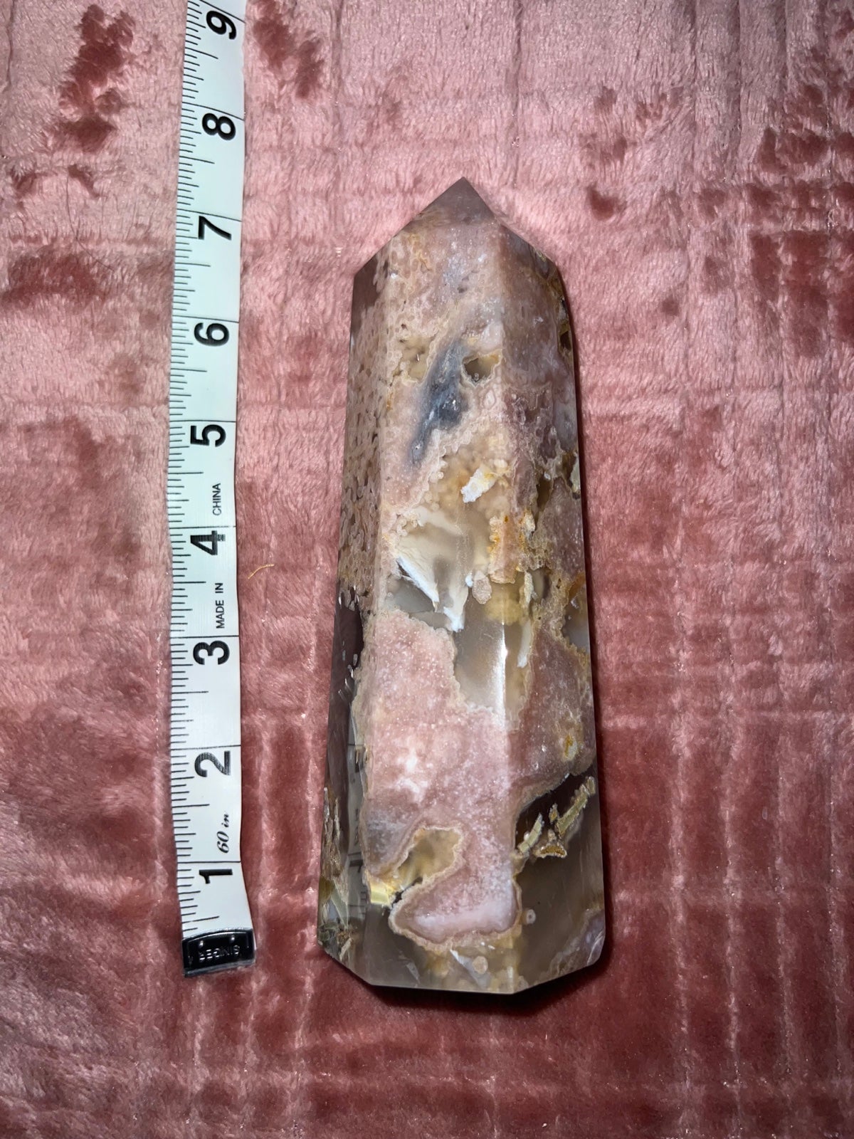 Pink Amethyst Flower Agate Tower