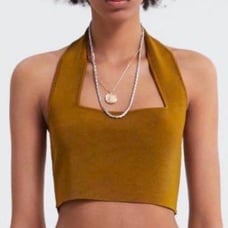 Zara Cropped Halter Top, Color: Olive Green, Size: S, NWOT