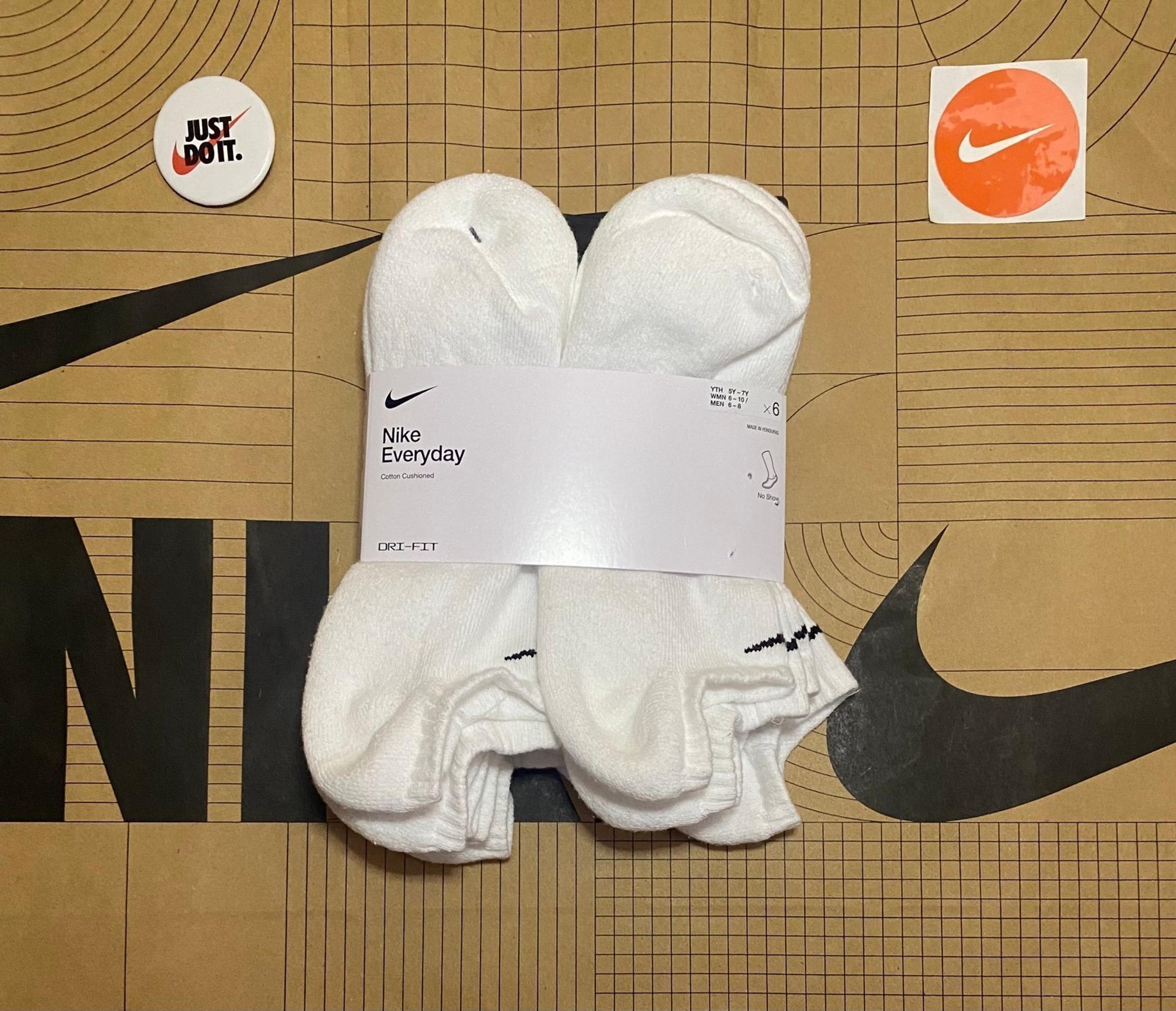 Nike everyday cotton cushioned no show ankle socks 6 pair pack