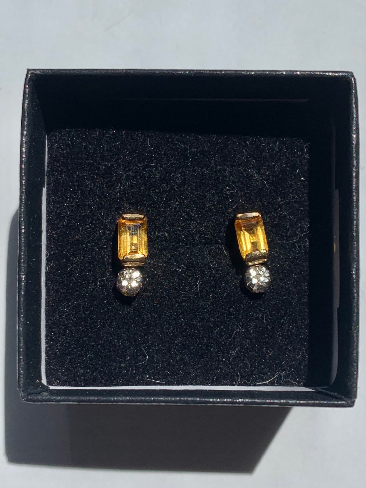 Genuine Diamonds Natural Citrine 18K Gold Earrings