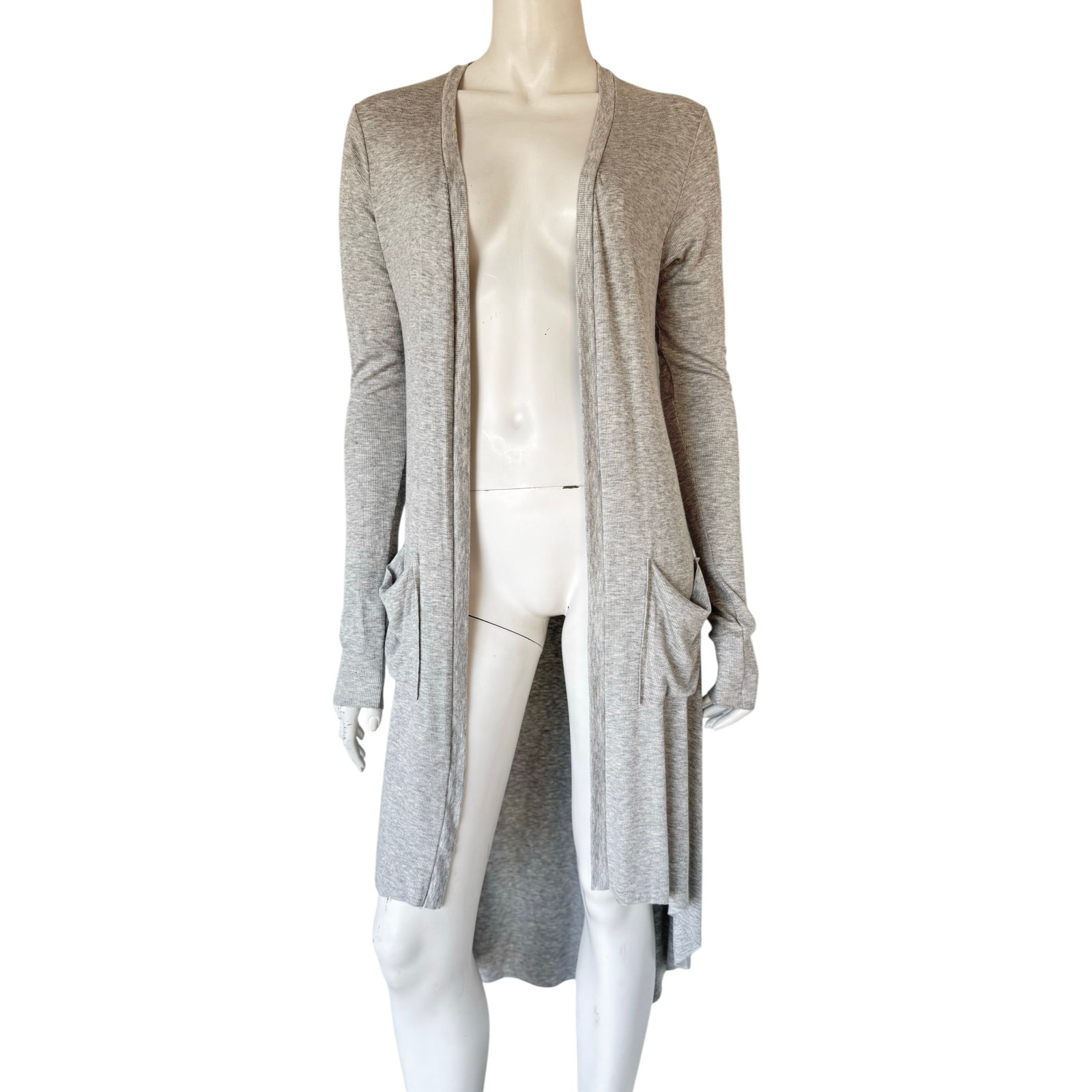 Joah Brown hi low cardigan ribbed heather gray S