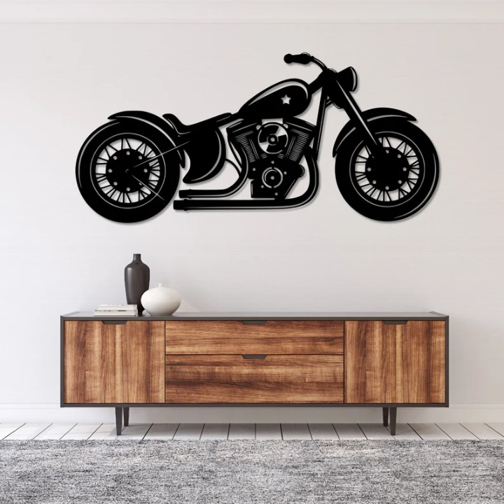 Motorcycle - Metal Wall Art / Housewarming Gift / Home Decor /32 x 15 inches