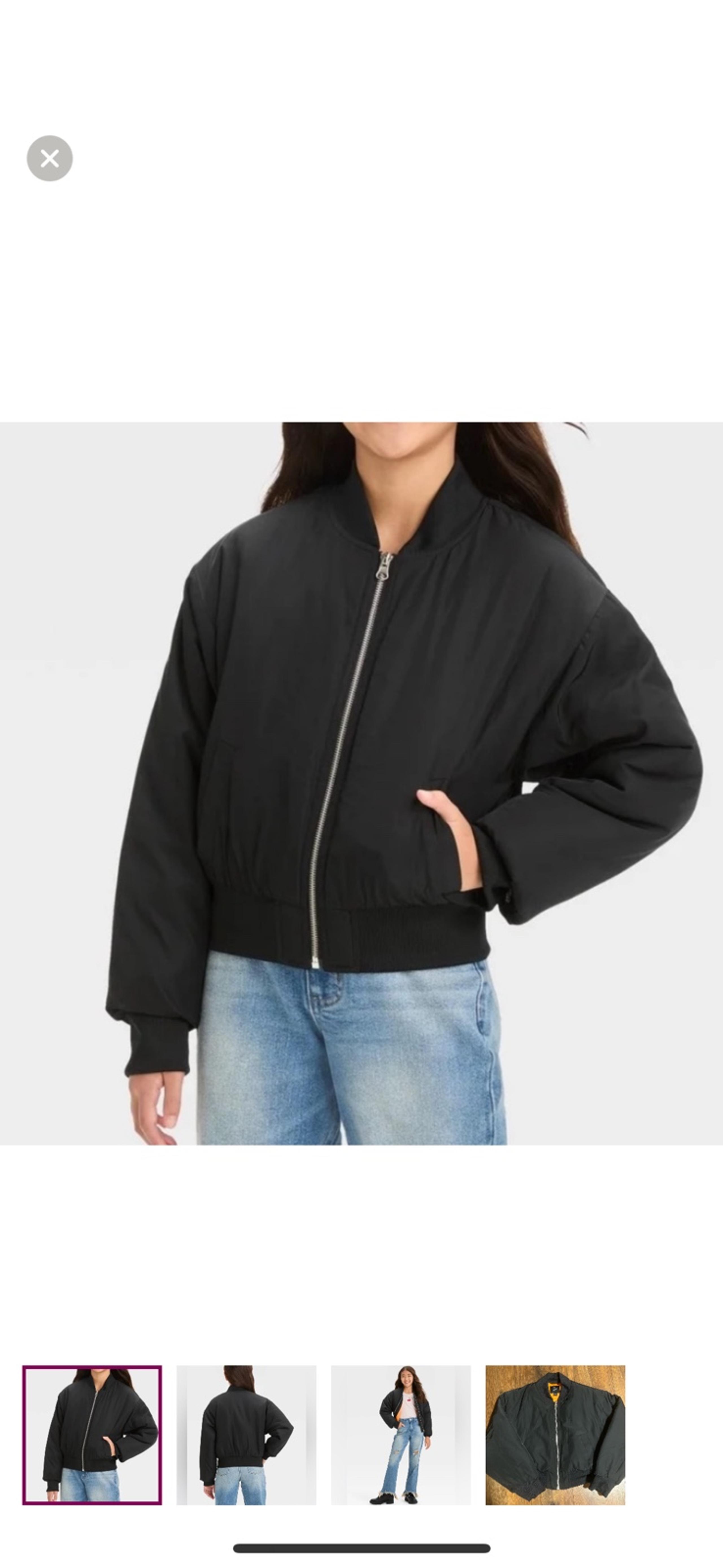 Girls' Cropped Bomber Jacket - Black M - Art Class