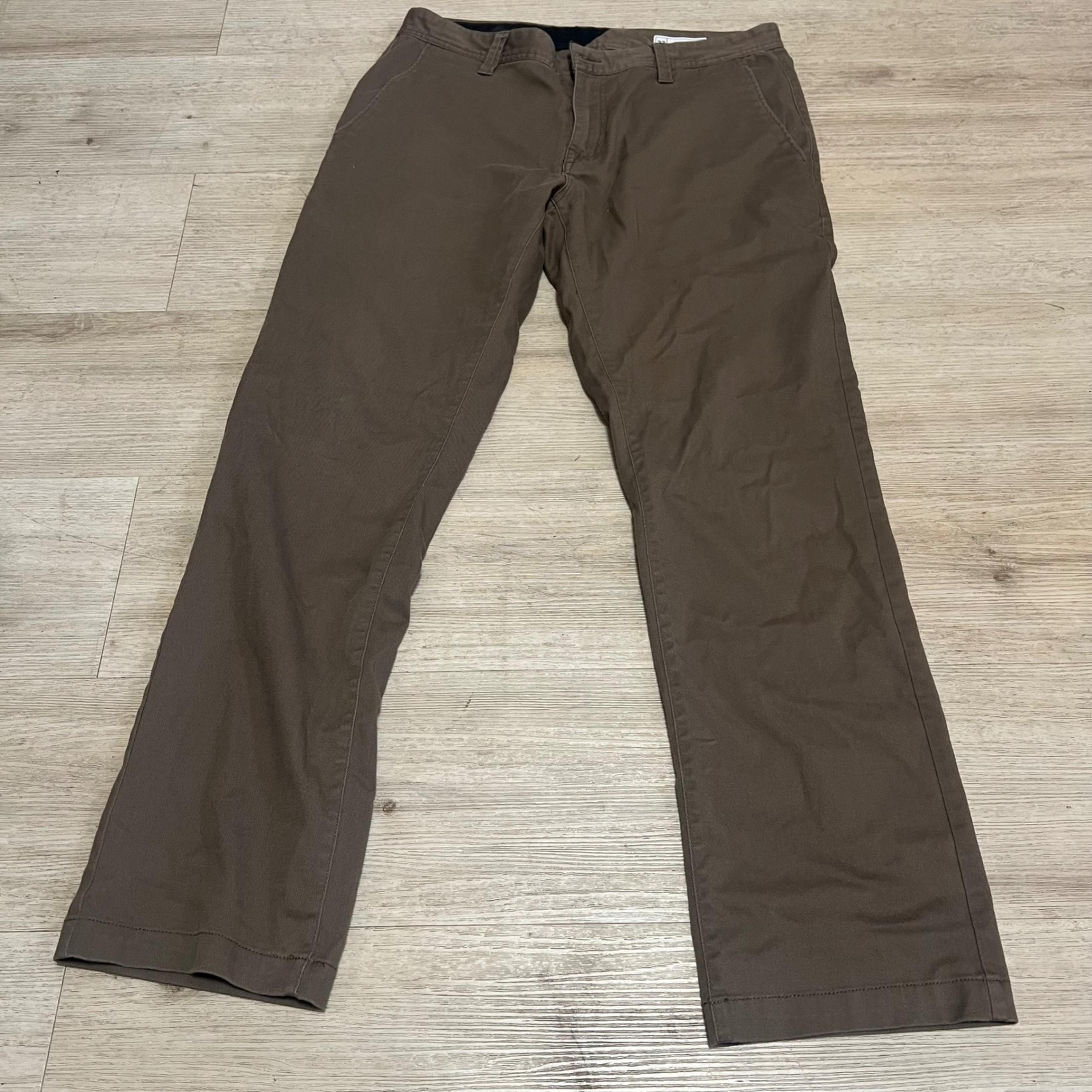 Volcom Mens Chino Pants Straight Leg Brown Size 33x30 Skateboard Warped Tour