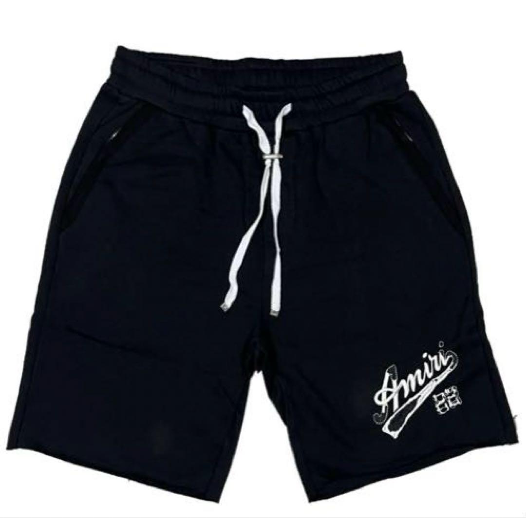 【Brand New】AMIRI Shorts, Black/AMILI22 Logo