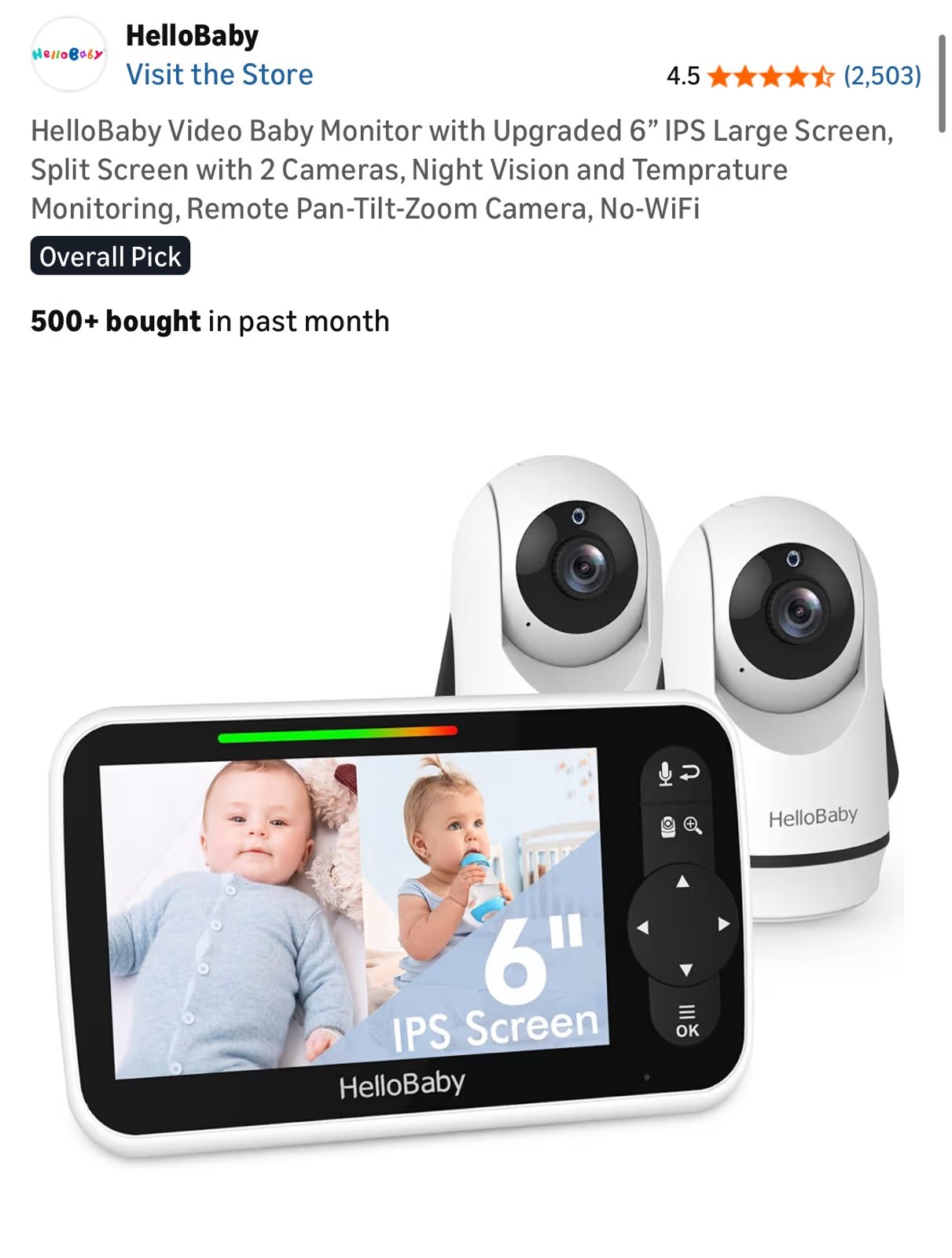 BRAND NEW - Hello Baby 2 Monitors and Screen