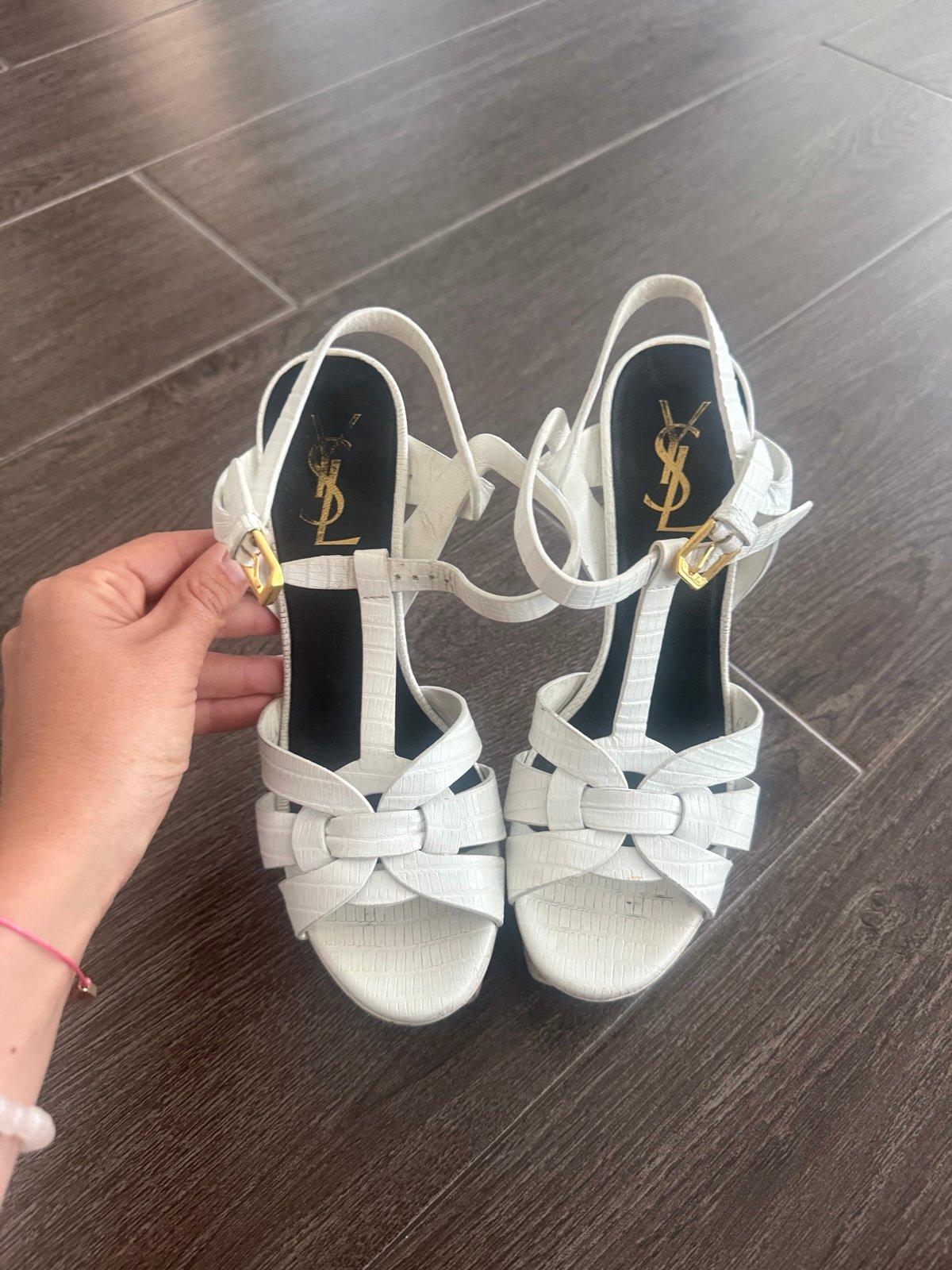 Women high heels white  Ysl sandals