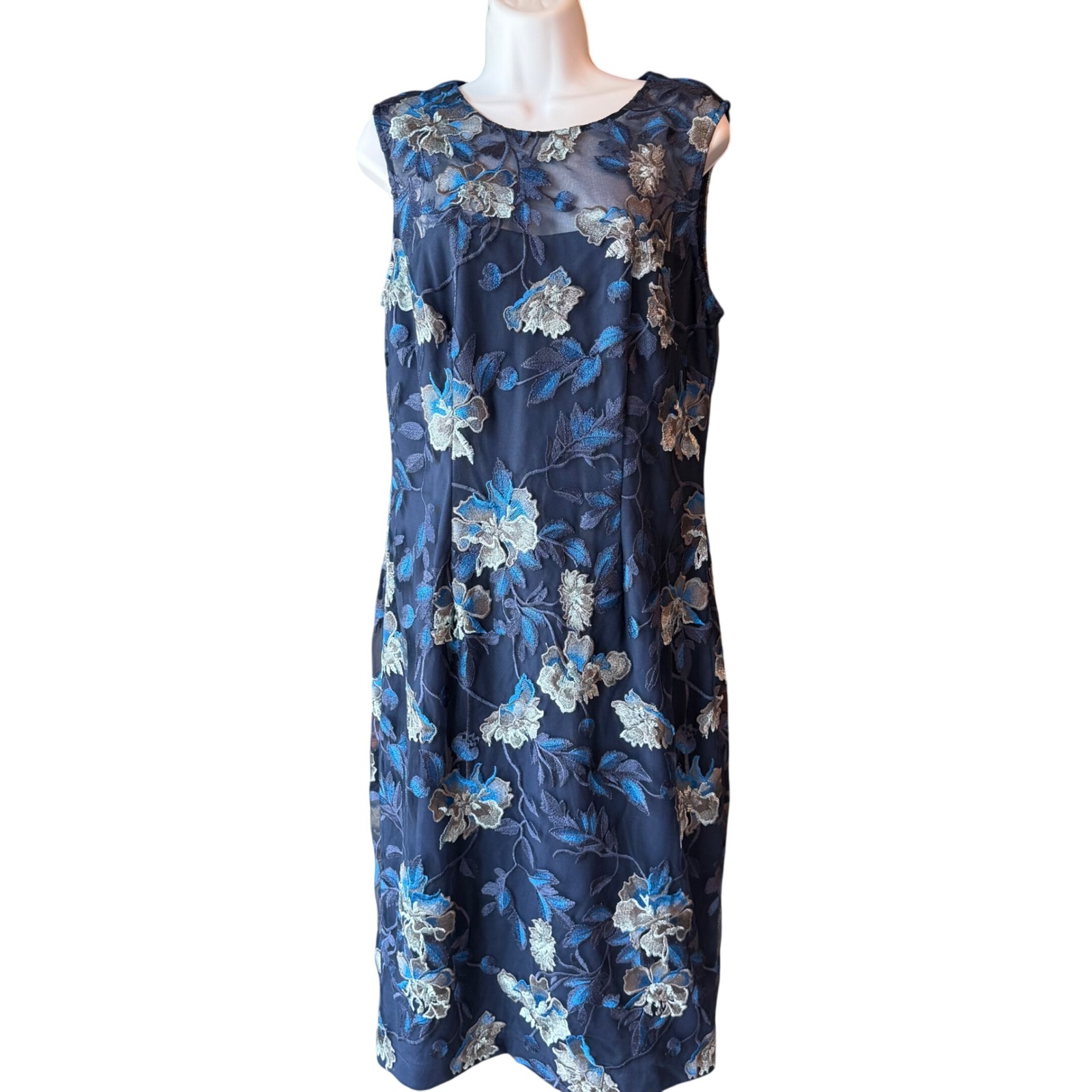 WHITE HOUSE BLACK MARKET Semi Formal Knee Length Cocktail Dress Navy Blue Sz 12