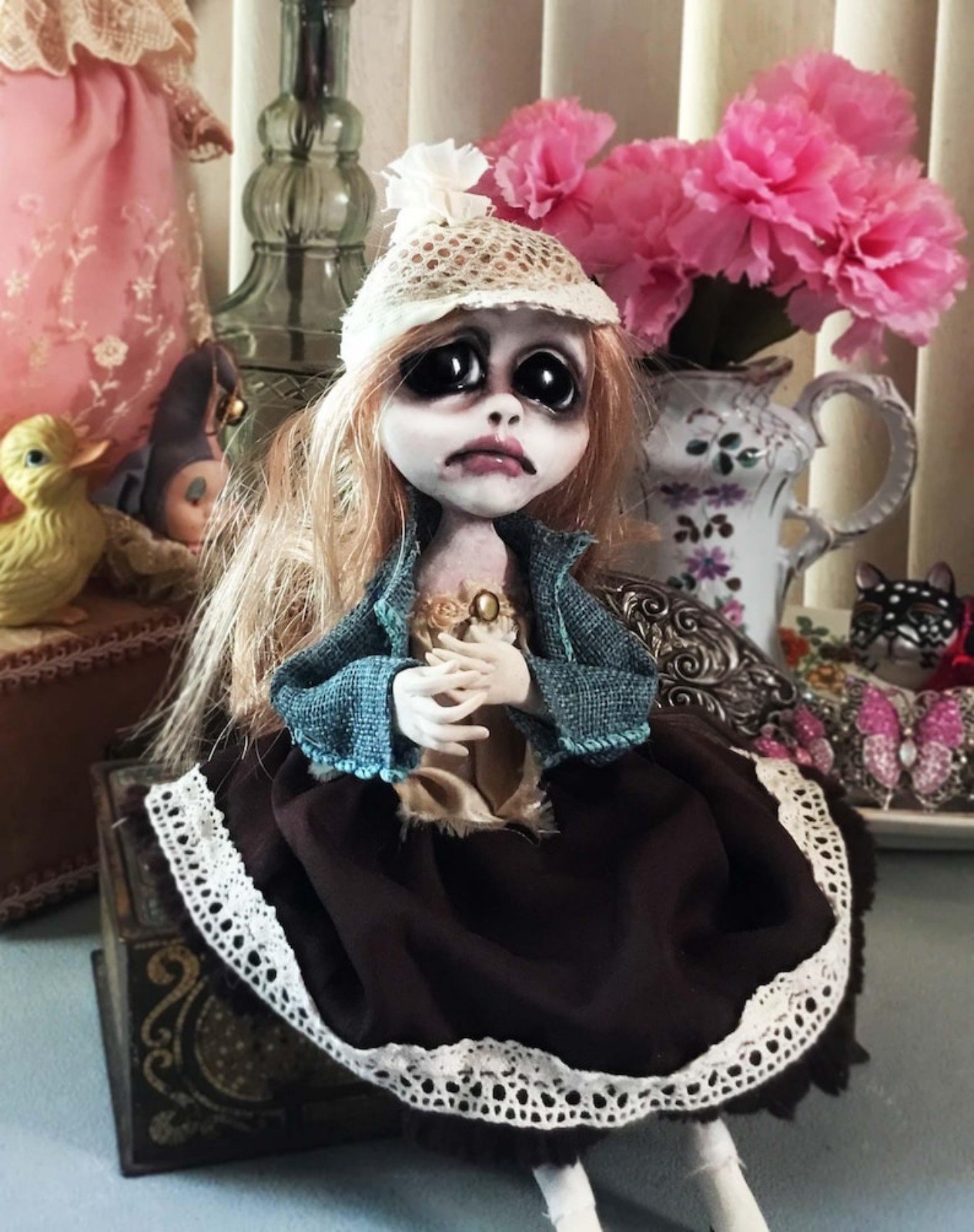 Gothic Art Doll, OOAK Art Doll, Creepy Cute, Goth Art Doll, Sculpture