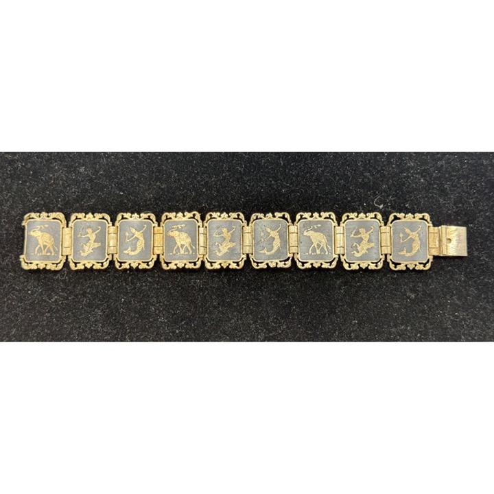 7.25 Inch Unbranded 925 Sterling Silver Bar Link Lightning God Panel Bracelet
