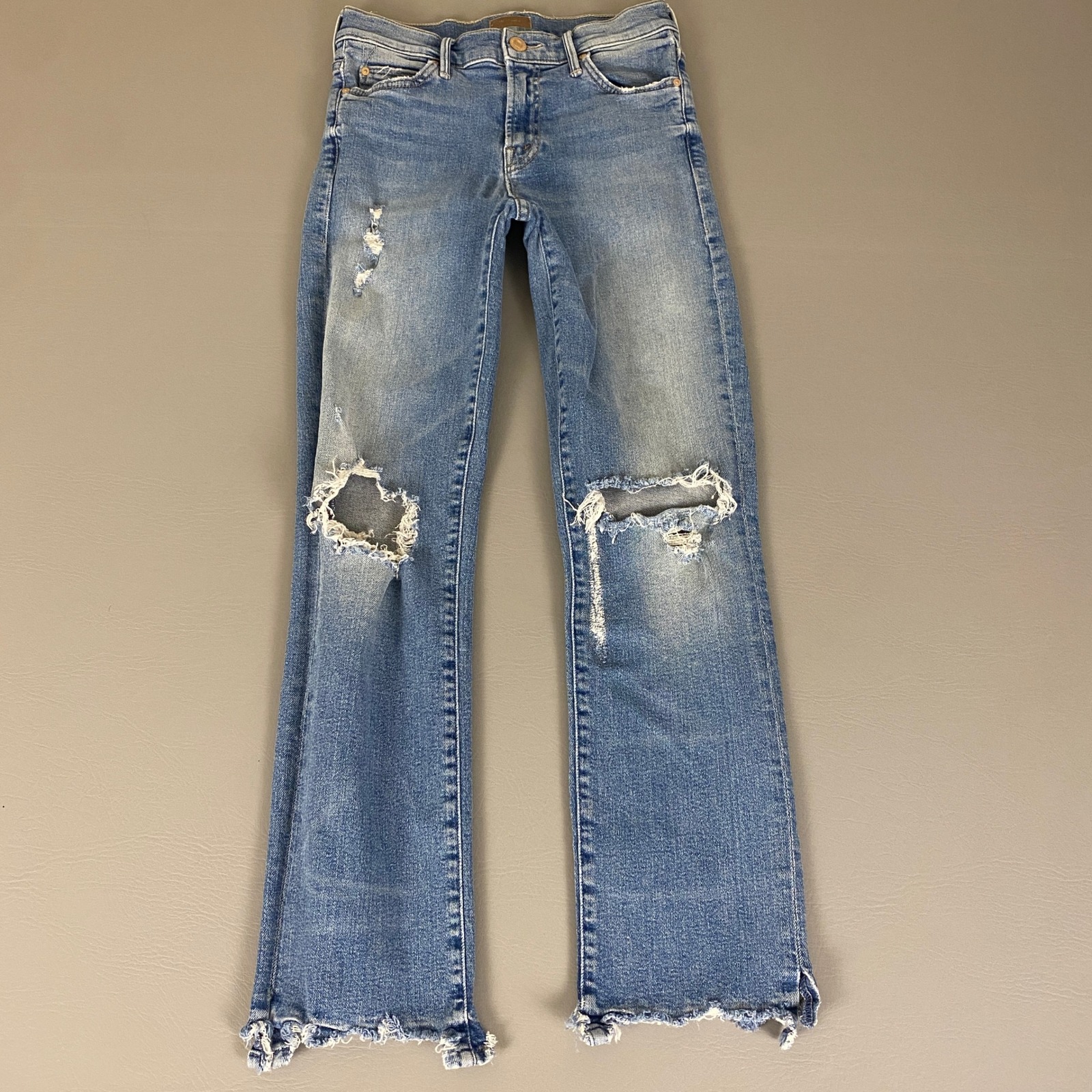 Mother Rascal Ankle Snippet Chew Jeans Size 25 Blue Medium Wash Distressed EUC