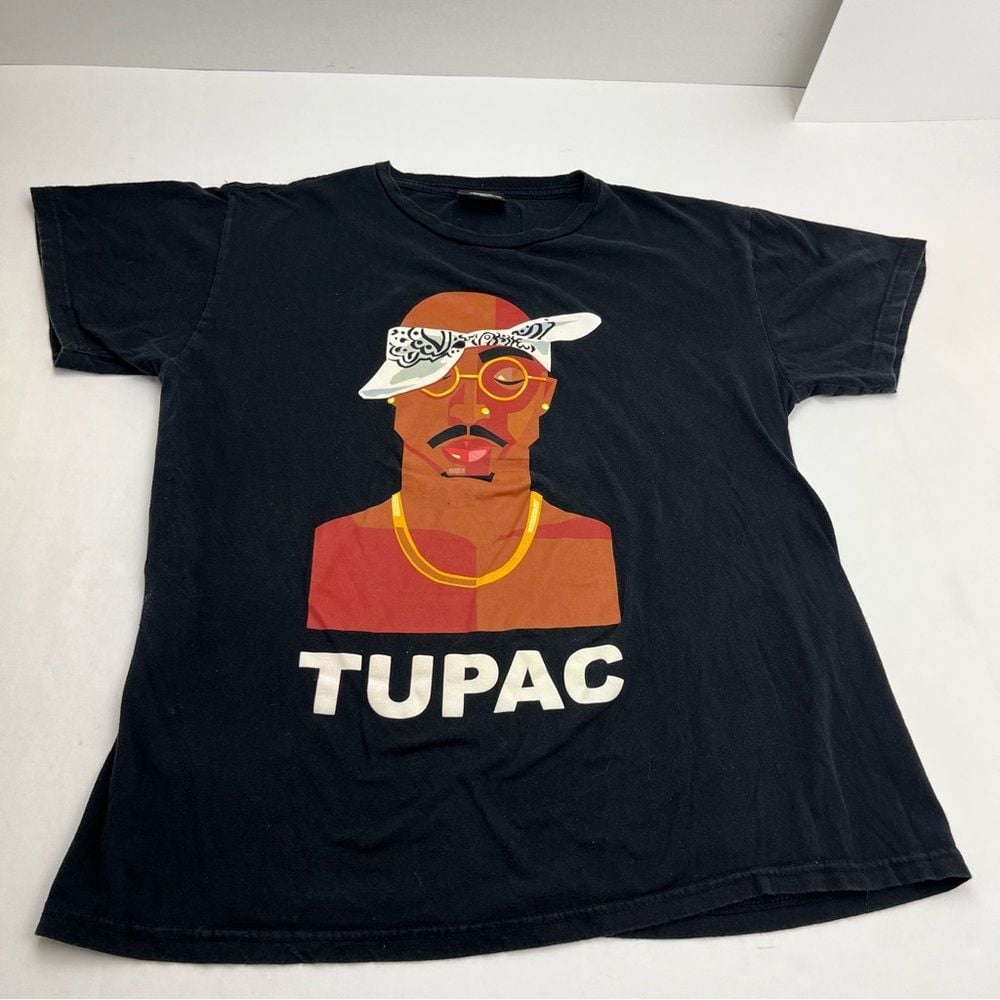 Tupac Shakur Cross Colours Shirt Tee Adult Large Black Graphic Rap 90s *FLAW