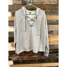Aerie Gray Lace Up Hoodie Sweatshirt relax fit Size XL