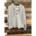 Aerie Gray Lace Up Hoodie Sweatshirt relax fit Size XL