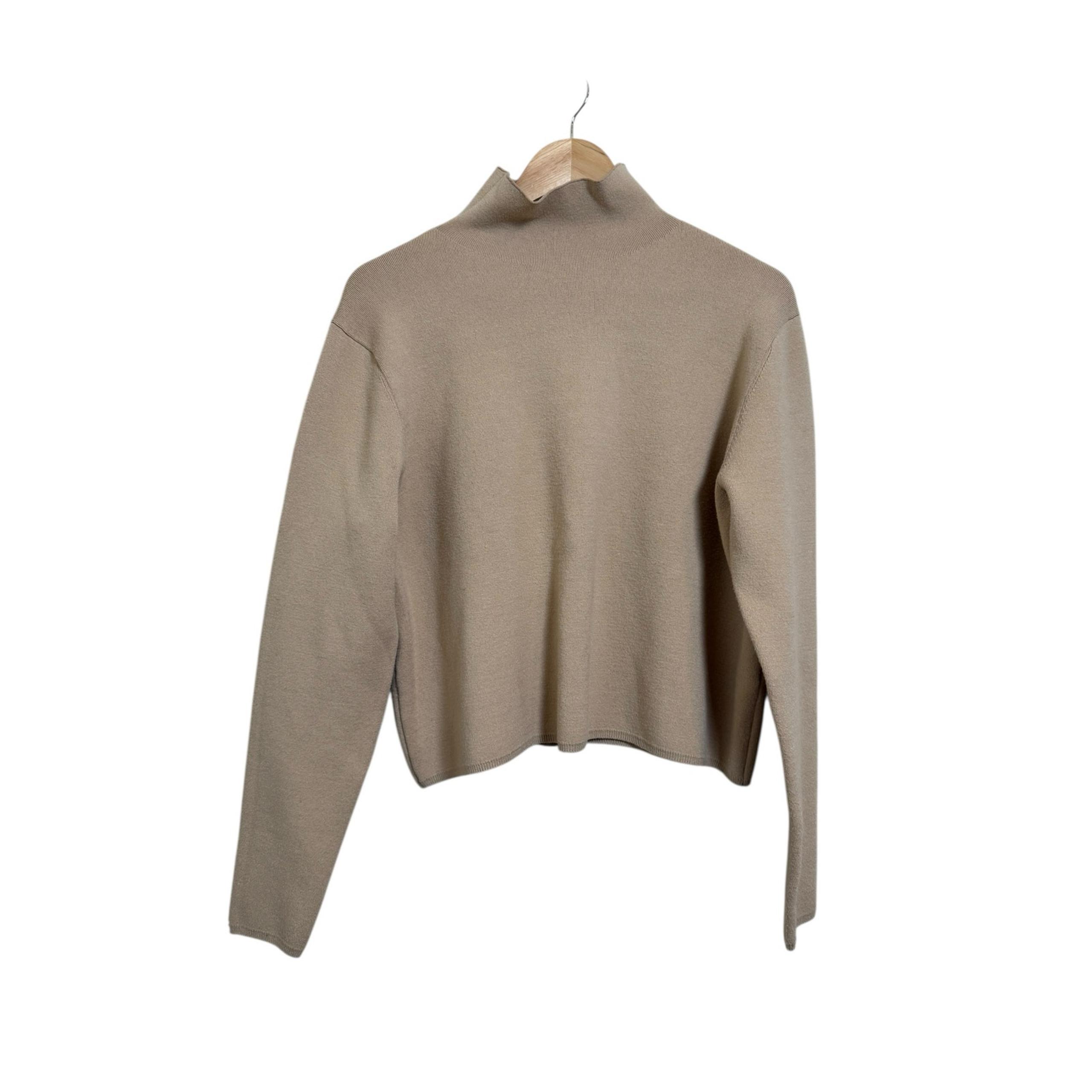& Other Stories Women's Tan Knit Mock Neck Pullover Sweater Size Medium