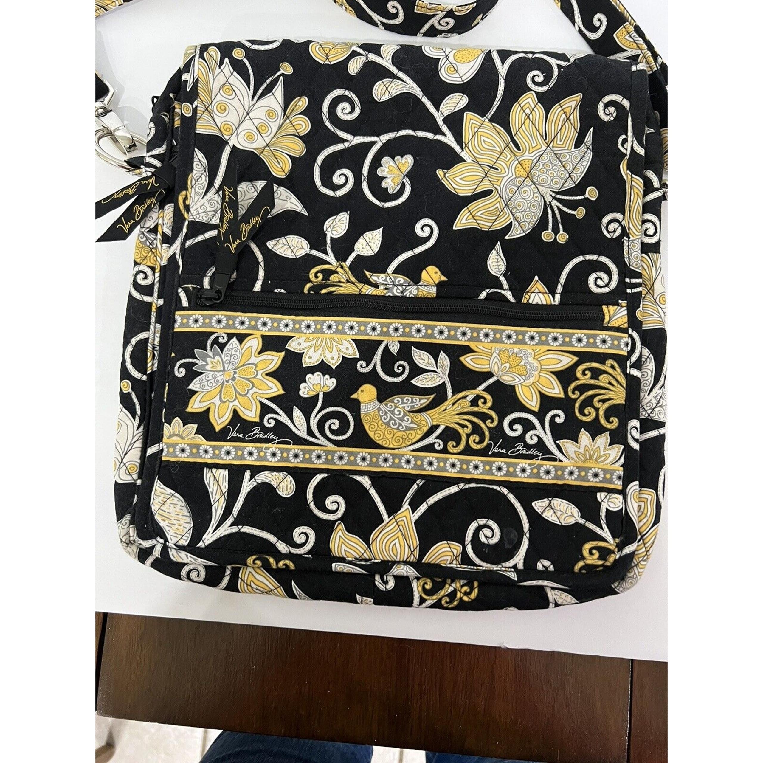 Vera Bradley Rare Retired Yellow Bird Crossbody Messenger Mail laptop Bag