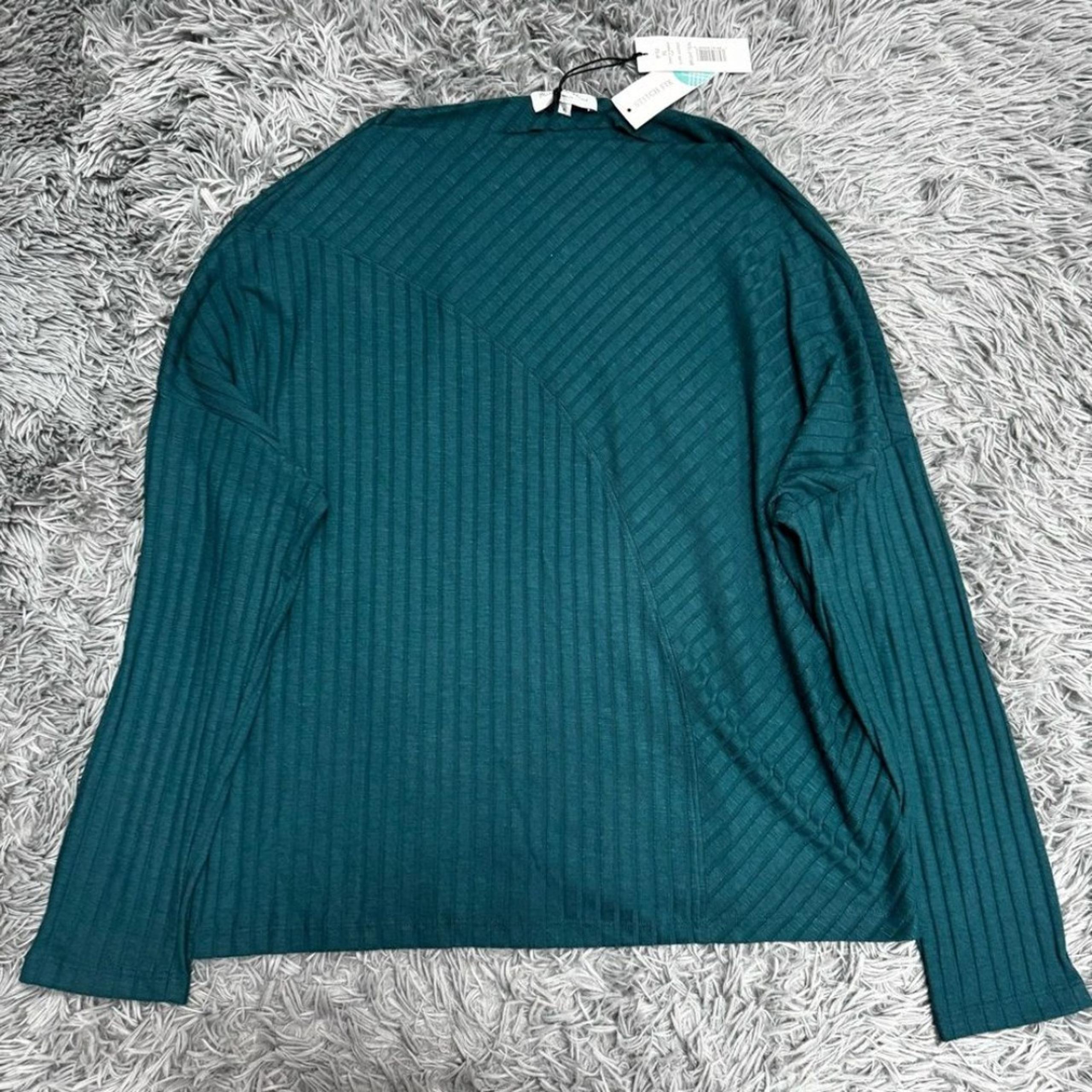Michael Stars Dakota Ribbed Top Luxe Jasper Bright Teal Size XL NWT
