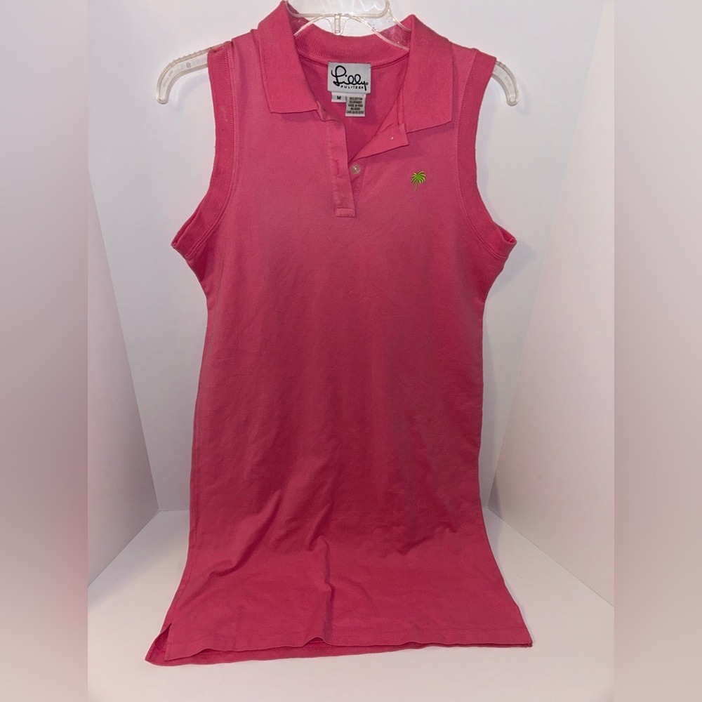 Lilly Pulitzer hot pink polo sleeveless cotton/spandex shirt dress size Medium