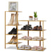 Bamboo 8-Tier Vertical Double Row Shoe Rack - Shoes Storage Organizer