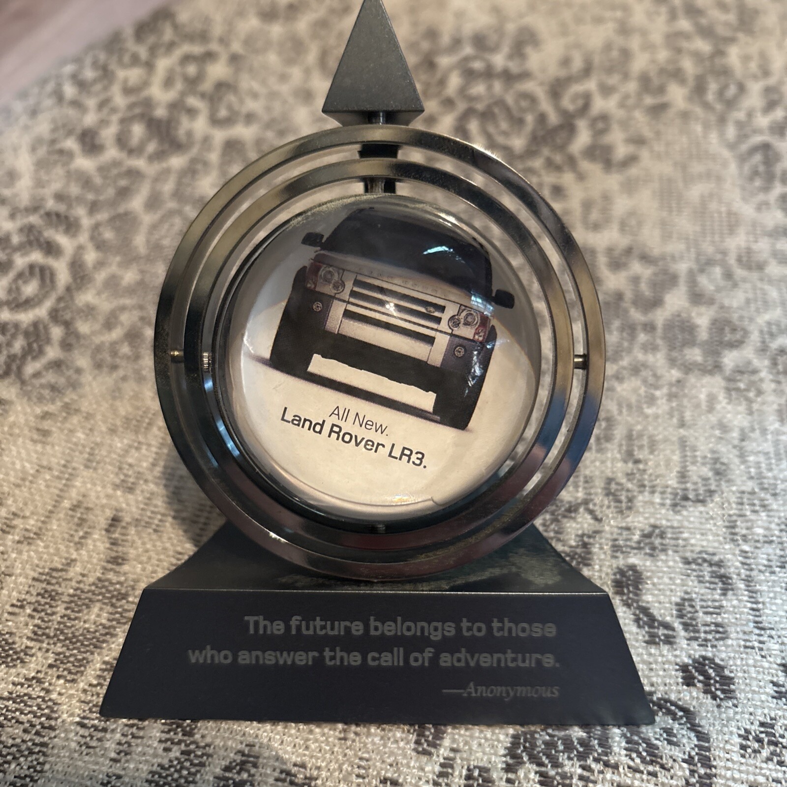 Unique 2003 Land Rover Advertising Acrylic Spinning Desk Clock with Map