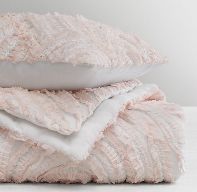 Restoration Hardware Baby Ruffle Appliquéd Organic Voile Boudiour Pillow + Quilt