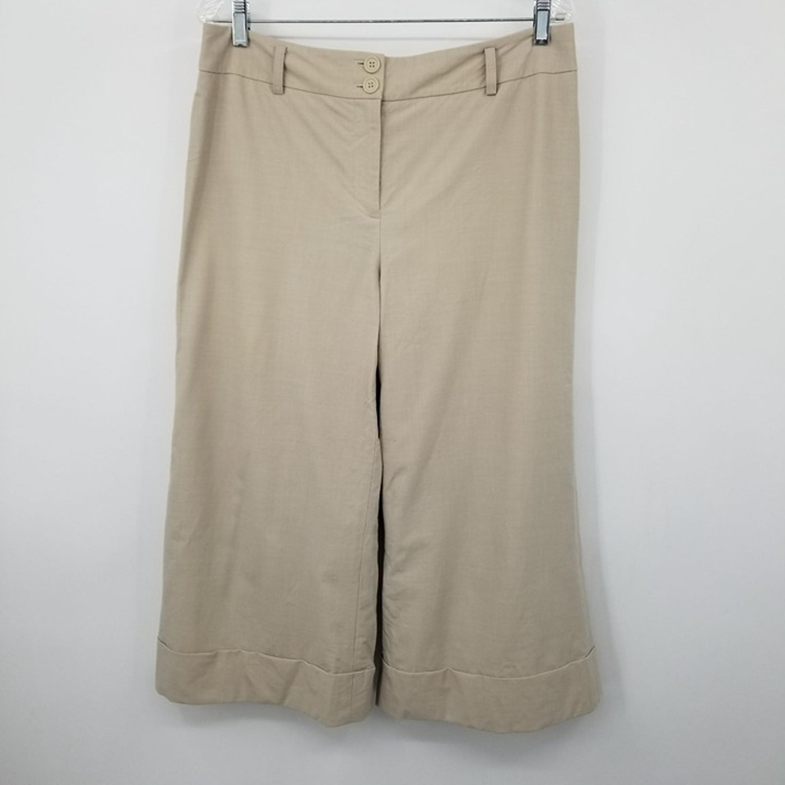 Loft Ann Taylor Wool Blend Julie Khaki Wide Leg Cropped Pants Size 12