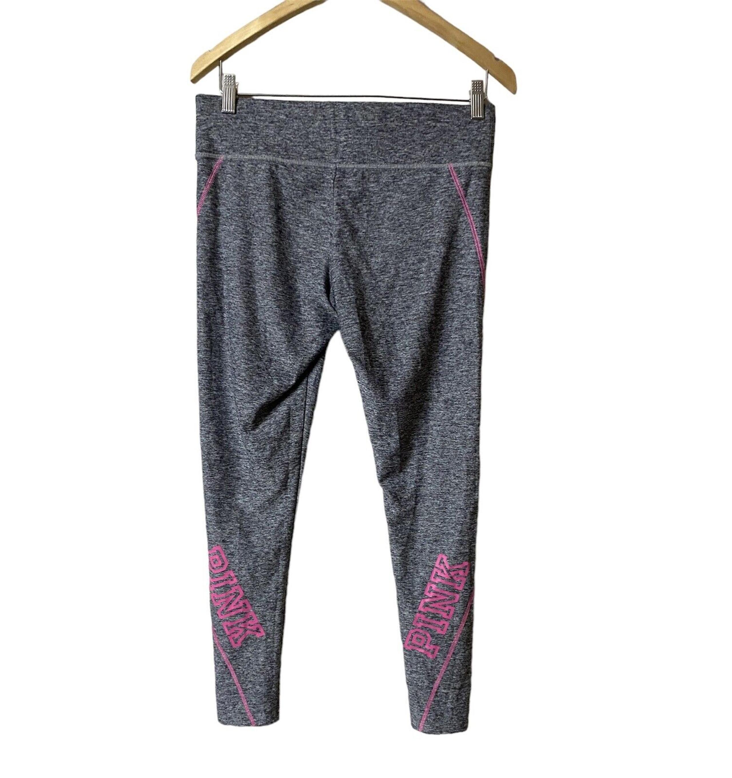 PINK Victorias Secret Womens Heather Gray Stretch Yoga Athletic Leggings Size-M