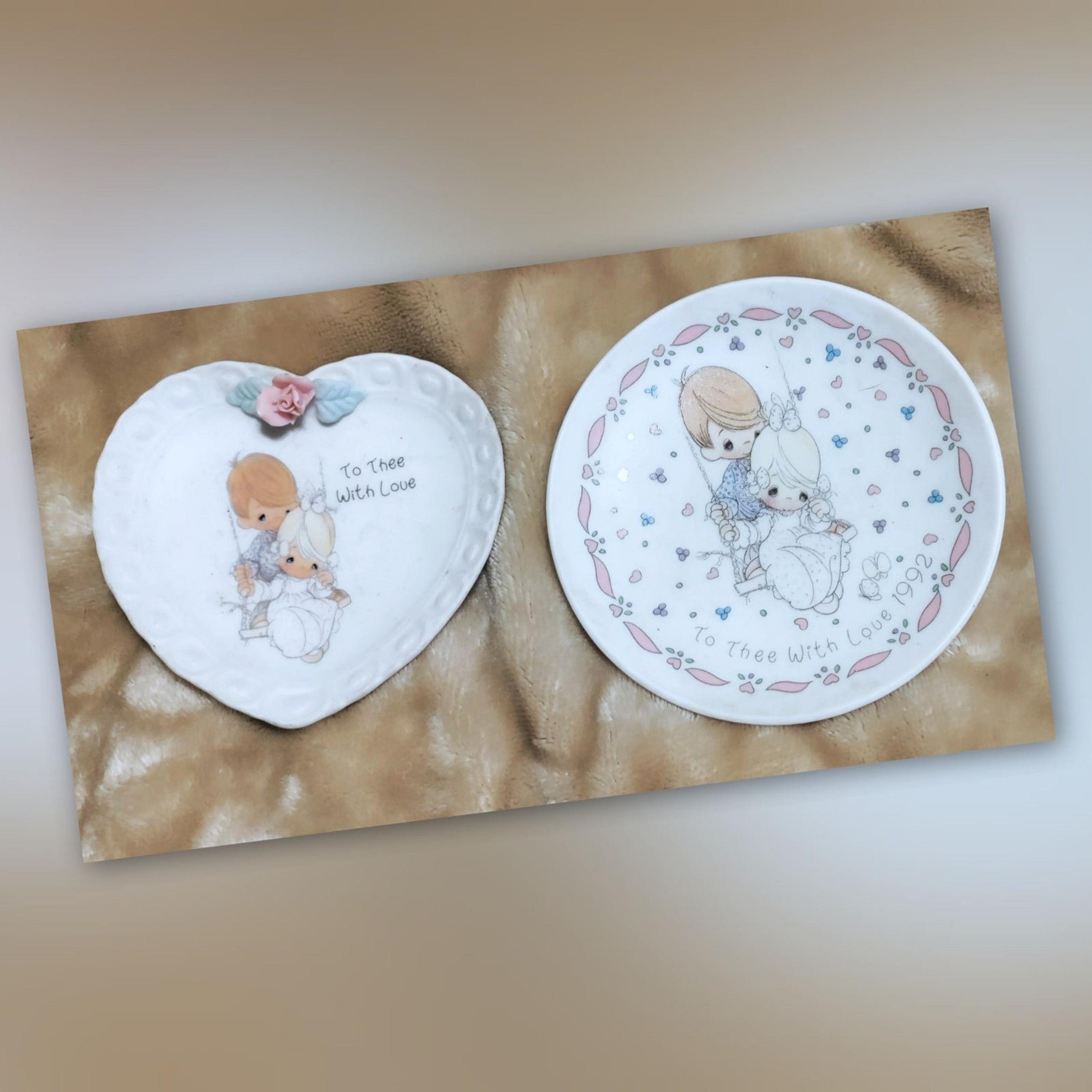 Lot of 2 vintage 90's Precious Moments mini collectable plates, dish