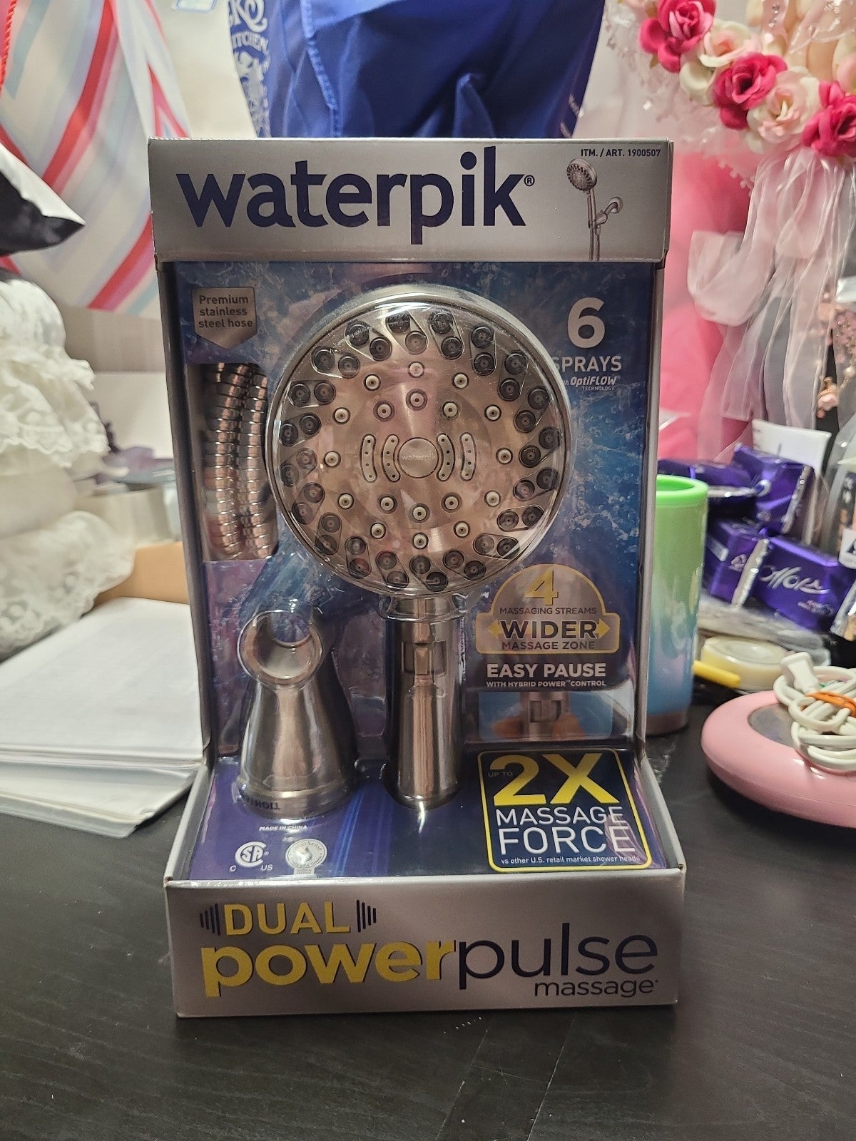 Waterpik Dual Power Pulse Massage Shower Head 6 Sprays