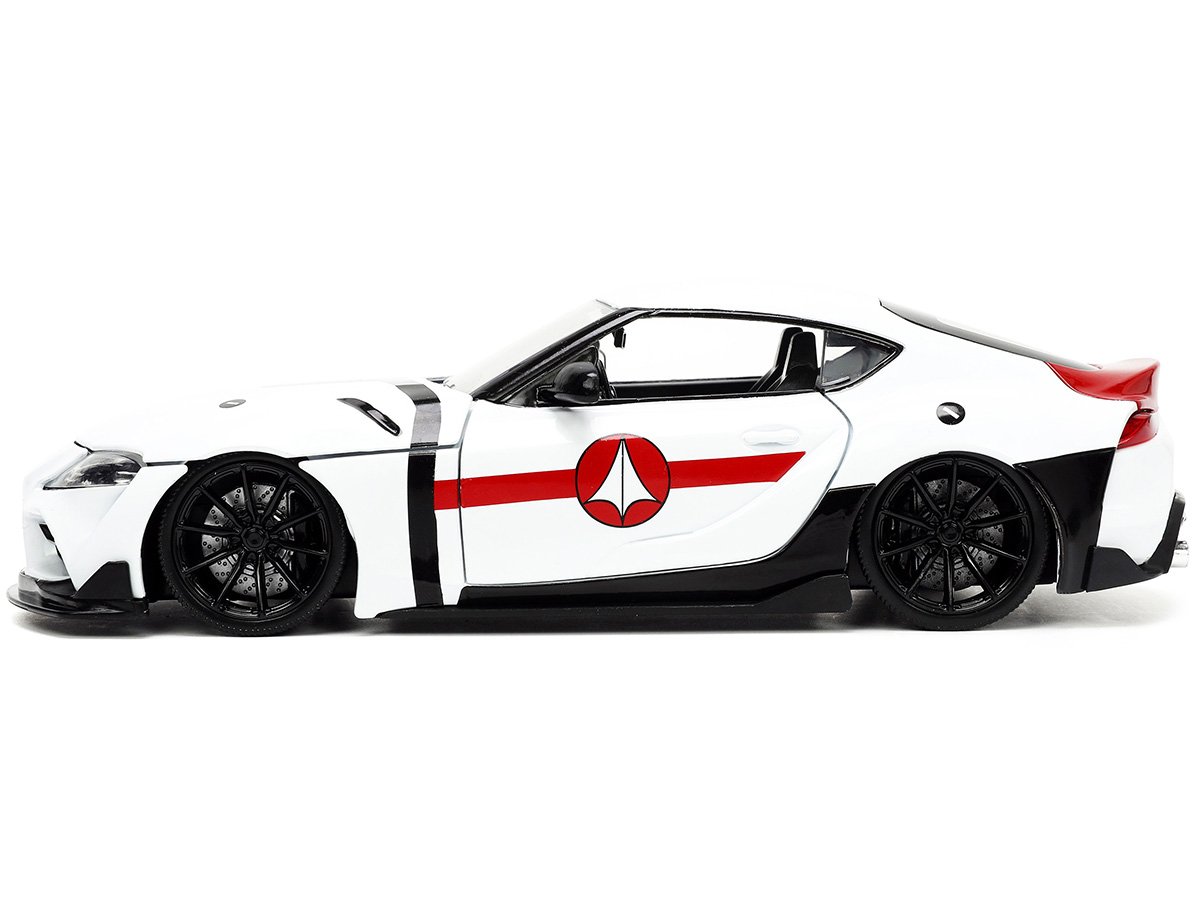 2020 Toyota Supra White and Rick Hunter Diecast Figurine Robotech Hollywood R