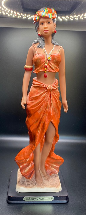 Vintage United Treasures Inc. Ebony Treasures Woman in Beautiful Orange Dress