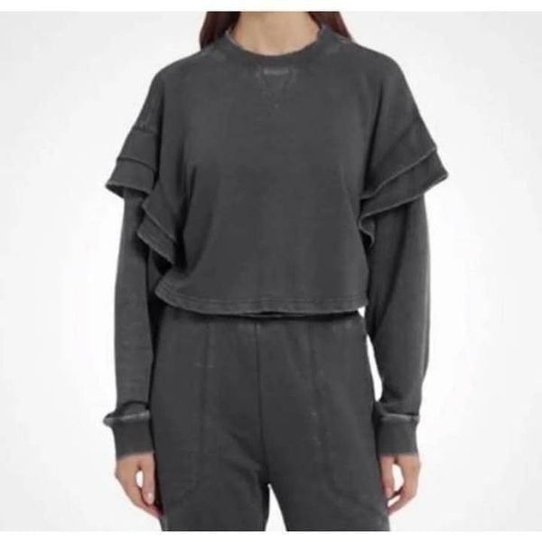 7 FOR ALL MANKIND CHARCOAL CROPPED SWEATSHIRT SZ.S EUC