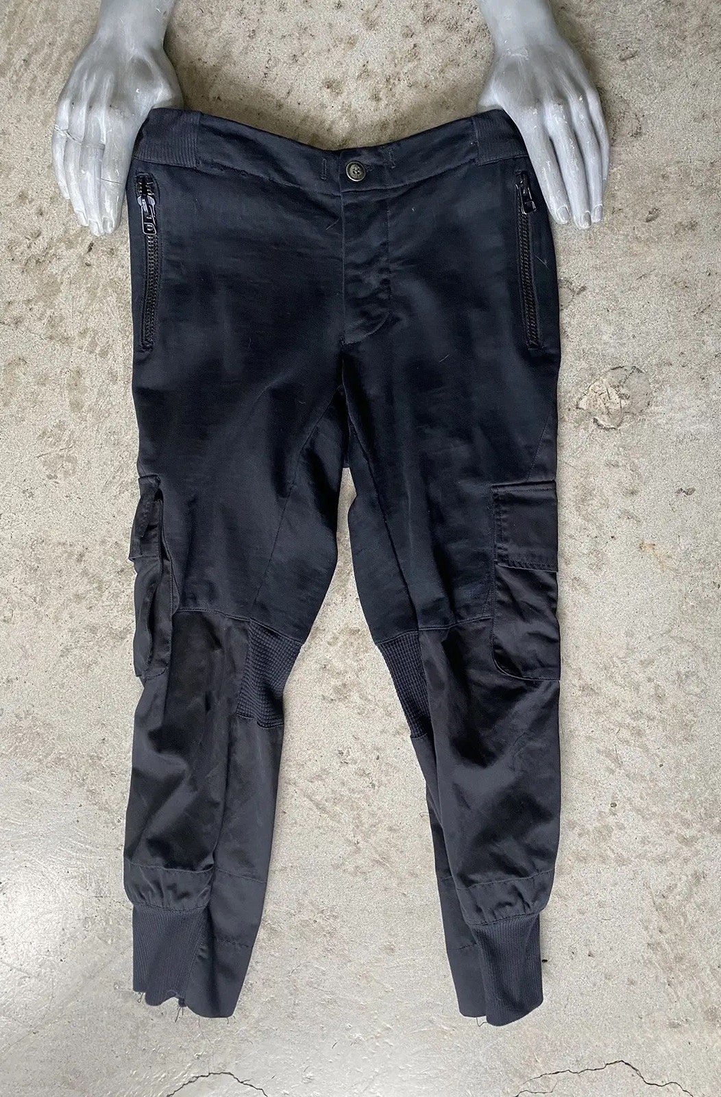 GREG LAUREN 50/50 BLACK CARGO SAMPLE REWORKED HYBRID SWEATS