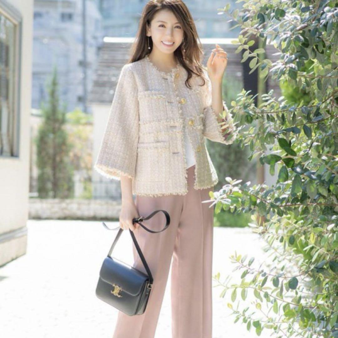 GIRL Flolia Beige Pink Tweed Suit 3-Piece Set Jacket