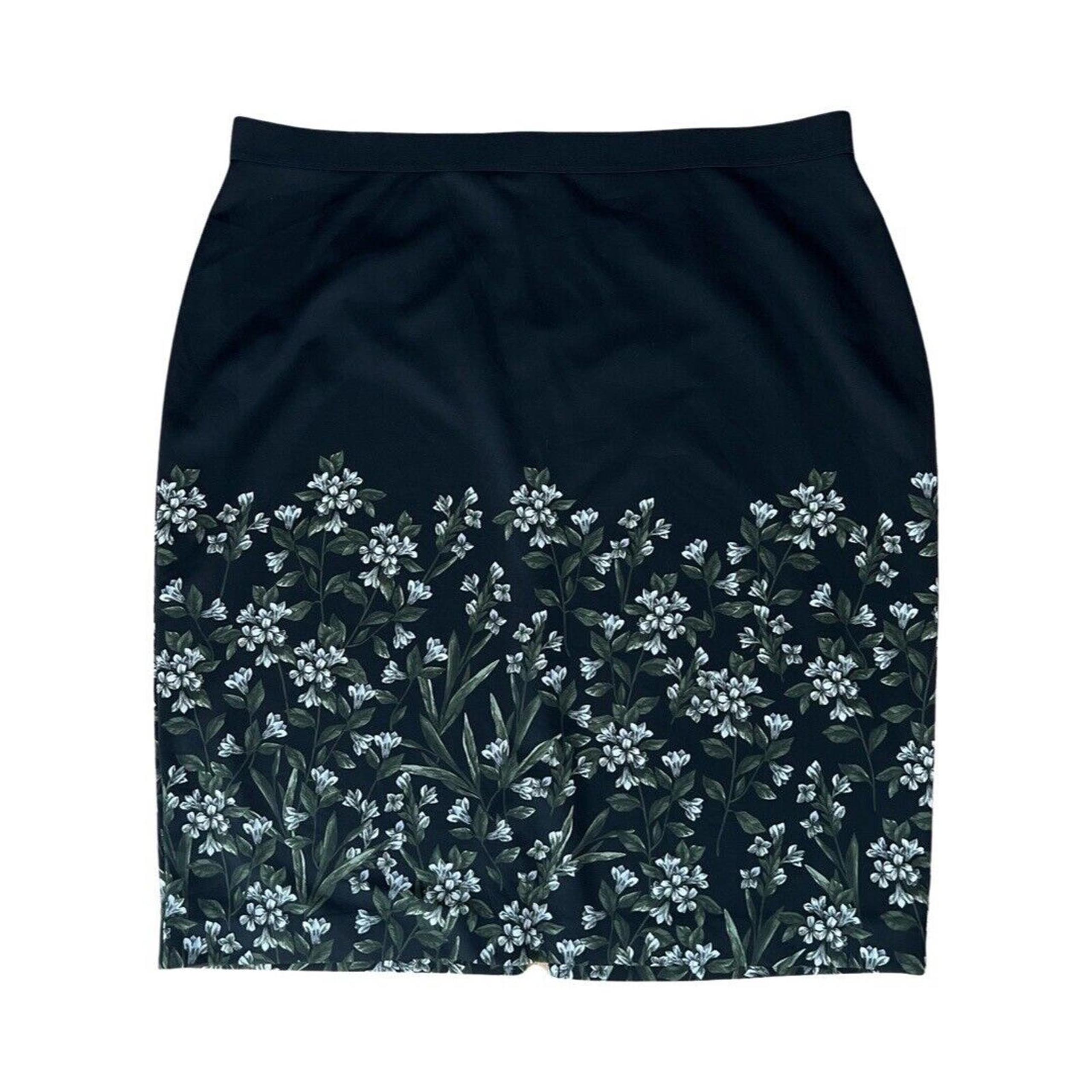 Alfani Skirt Womens 3X Black White Floral Flowers Pencil Straight Bloomcore Boho