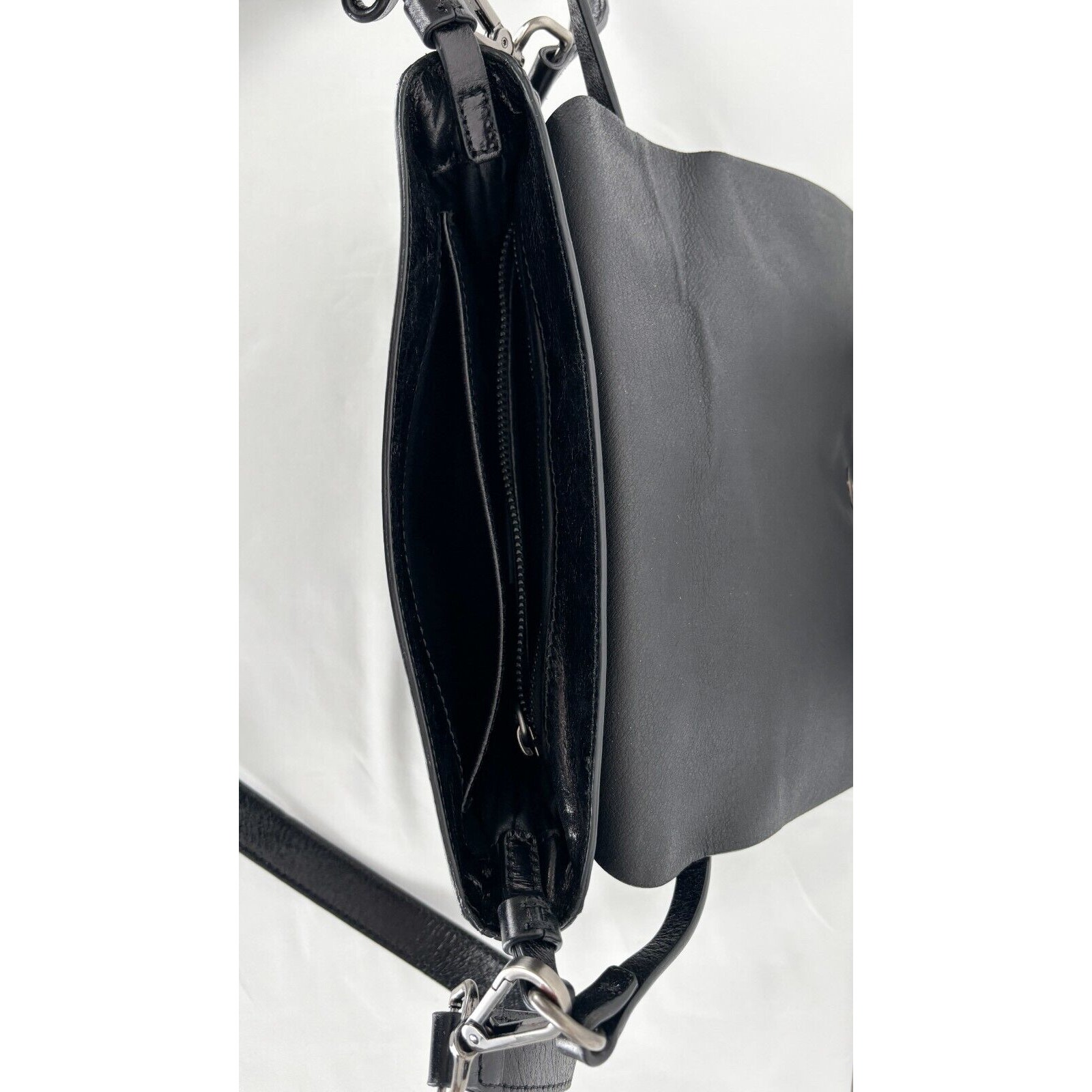 Lia Numa Womens Black Handbag Crossbody Strap Genuine