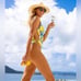 NEW! Kenny Flowers Watercolors The Positano Gold Rings Swimsuit Yellow L