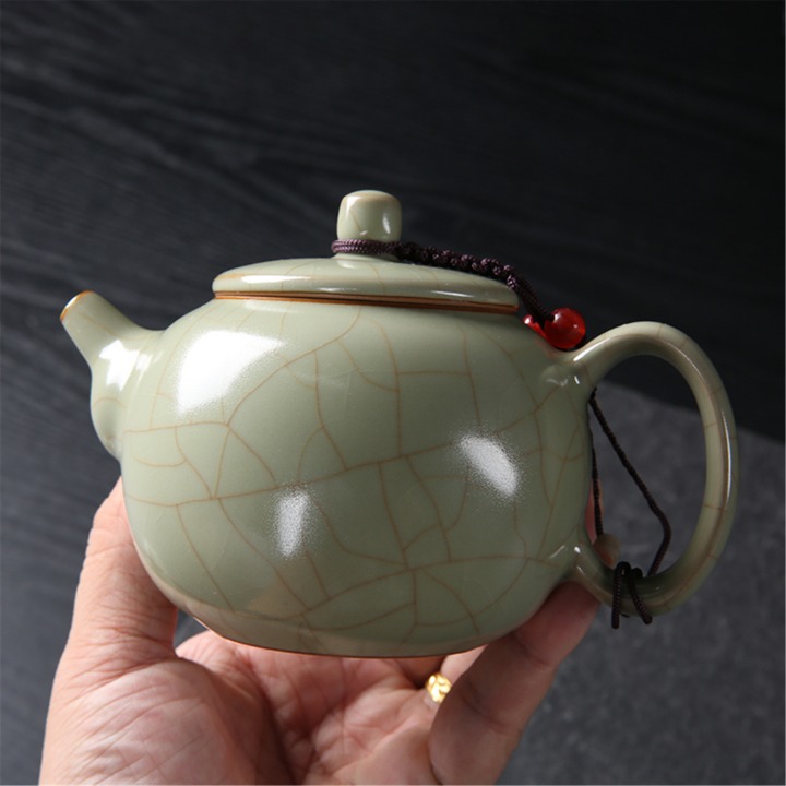 Teapot Ceramic Ice Cracked Glaze Kung