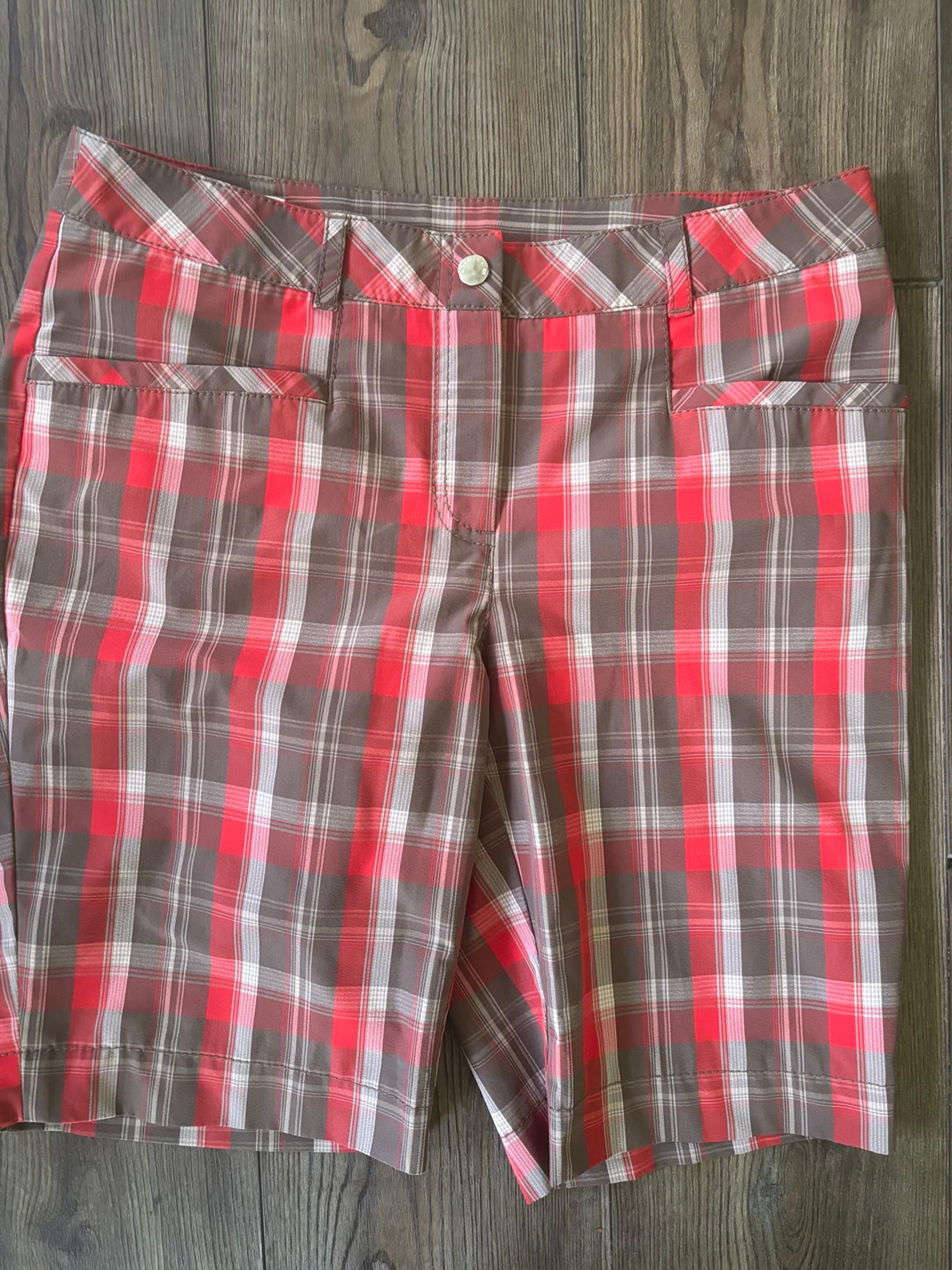 NWoT- Annika Cutter And Buck Women’s Plaid Flat Front Shorts Red/ Brown Size 4