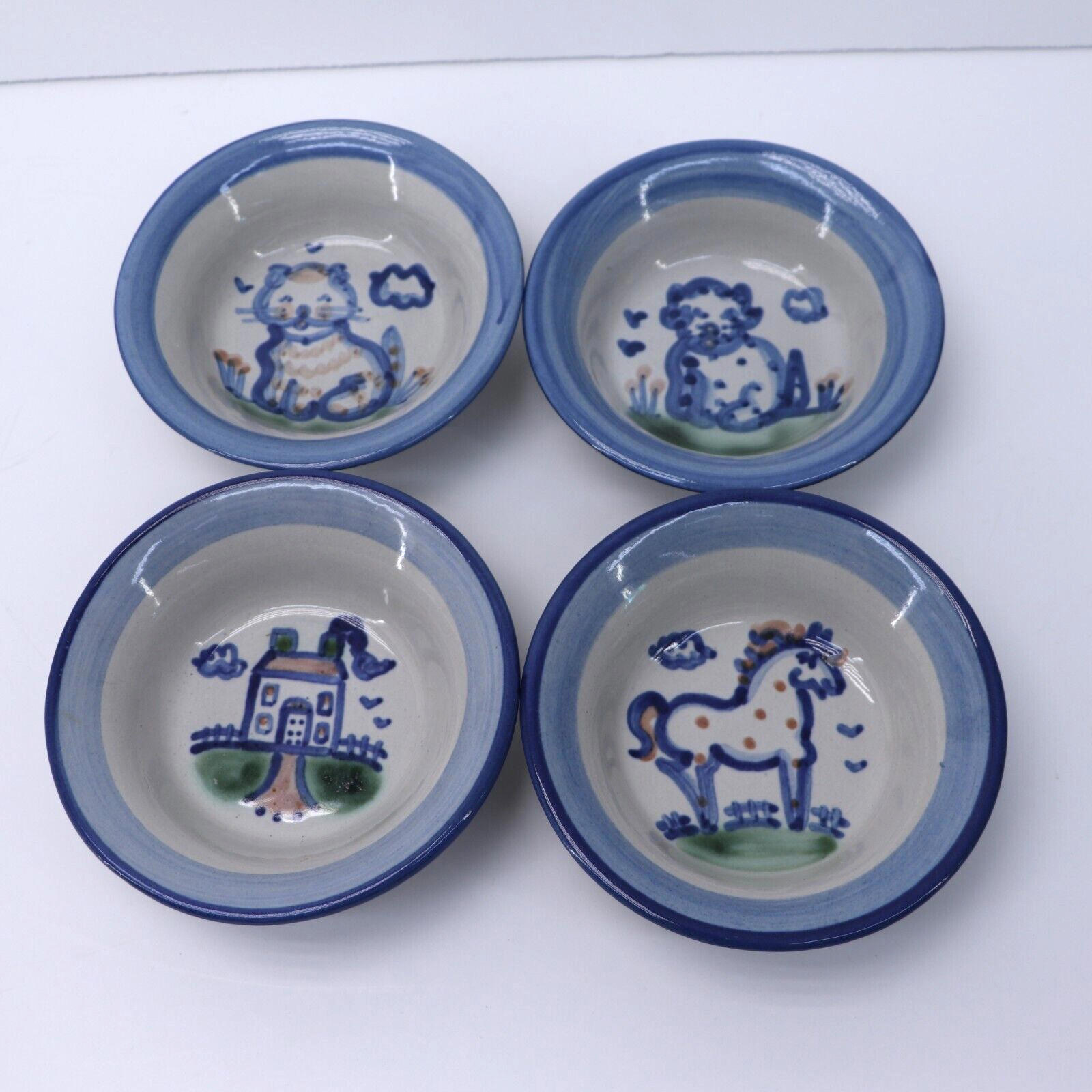 LOT OF 4 M A Hadley Hand Painted Assorted Berry Bowl Stoneware Ceramic LOT C