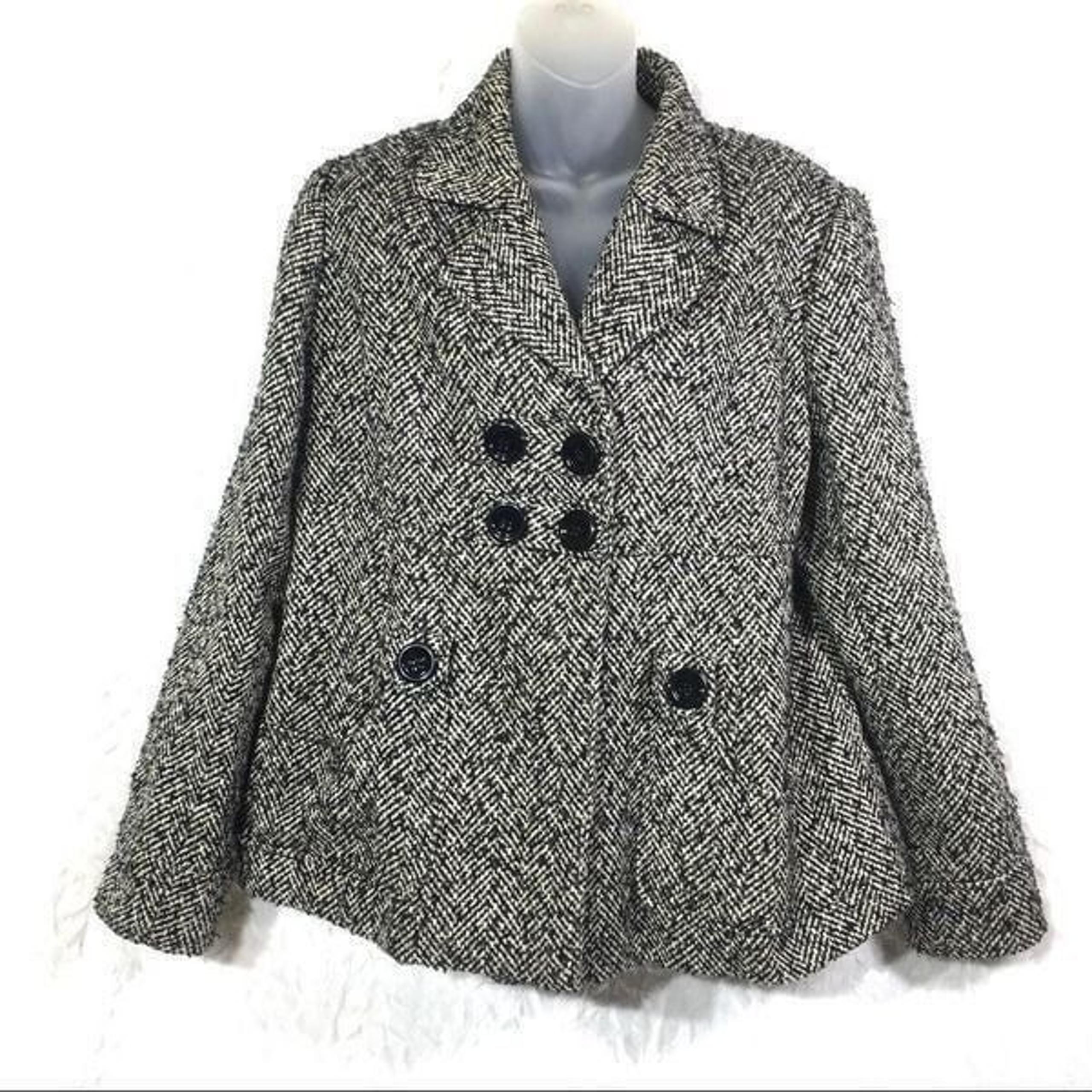 Fenn Wright Manson boucle tweed wool pea coat Large EUC
