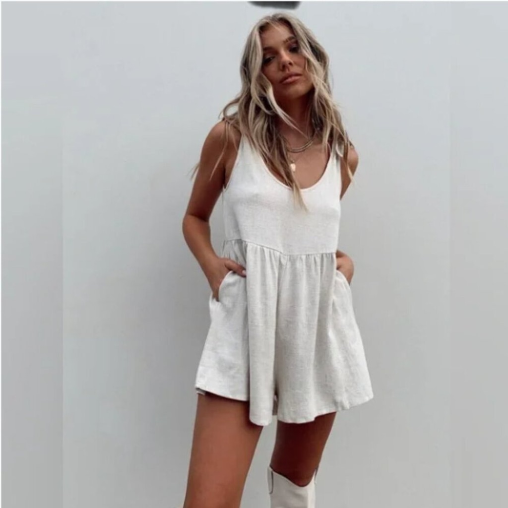 Princess Polly Tay Romper Beige | Size 4