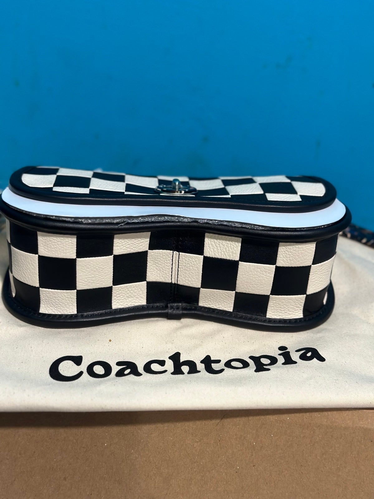 COACH Wavy Dinky In Checker board Upcrafted Leather