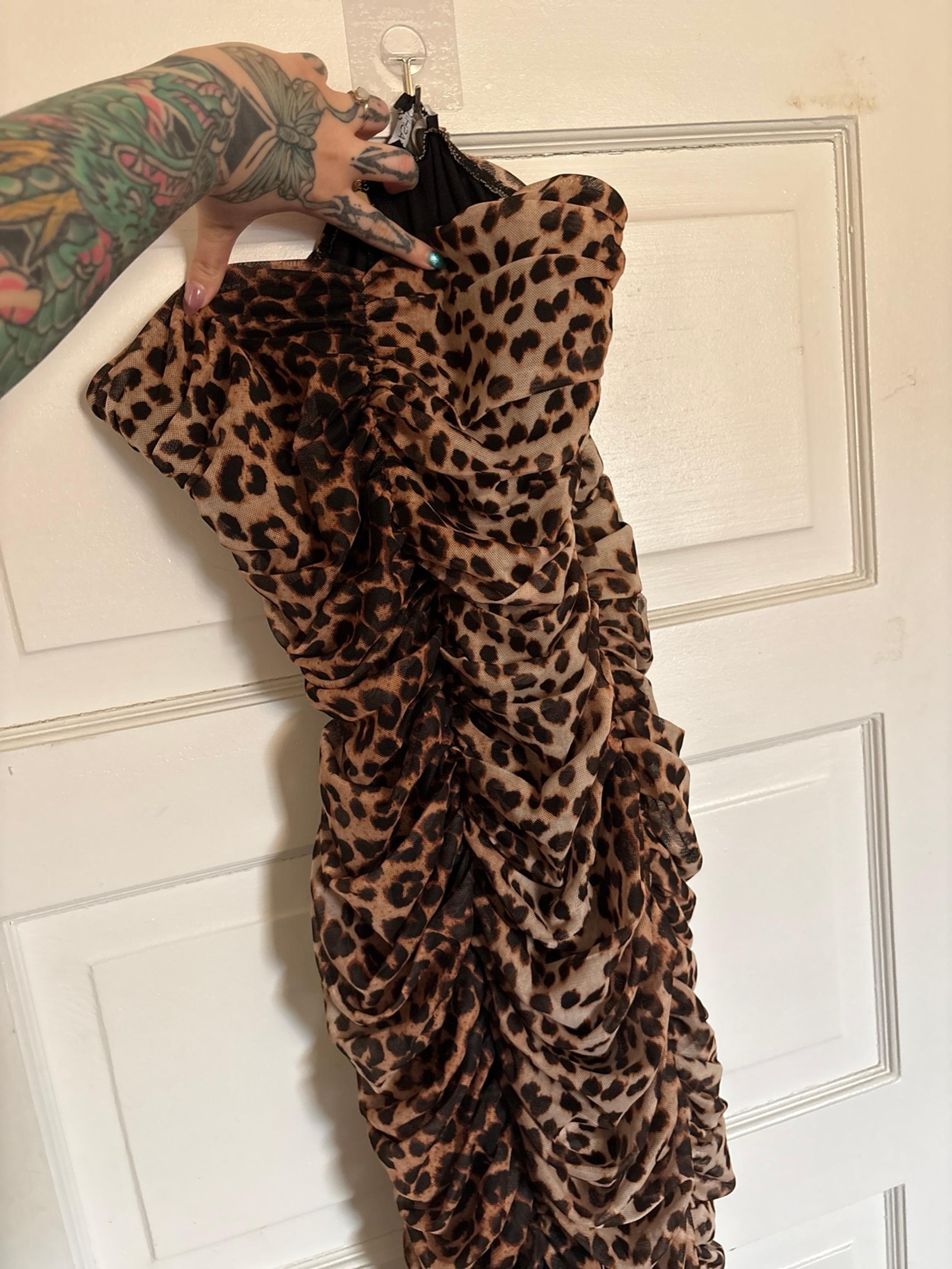 Strapless cheetah / leopard print dress