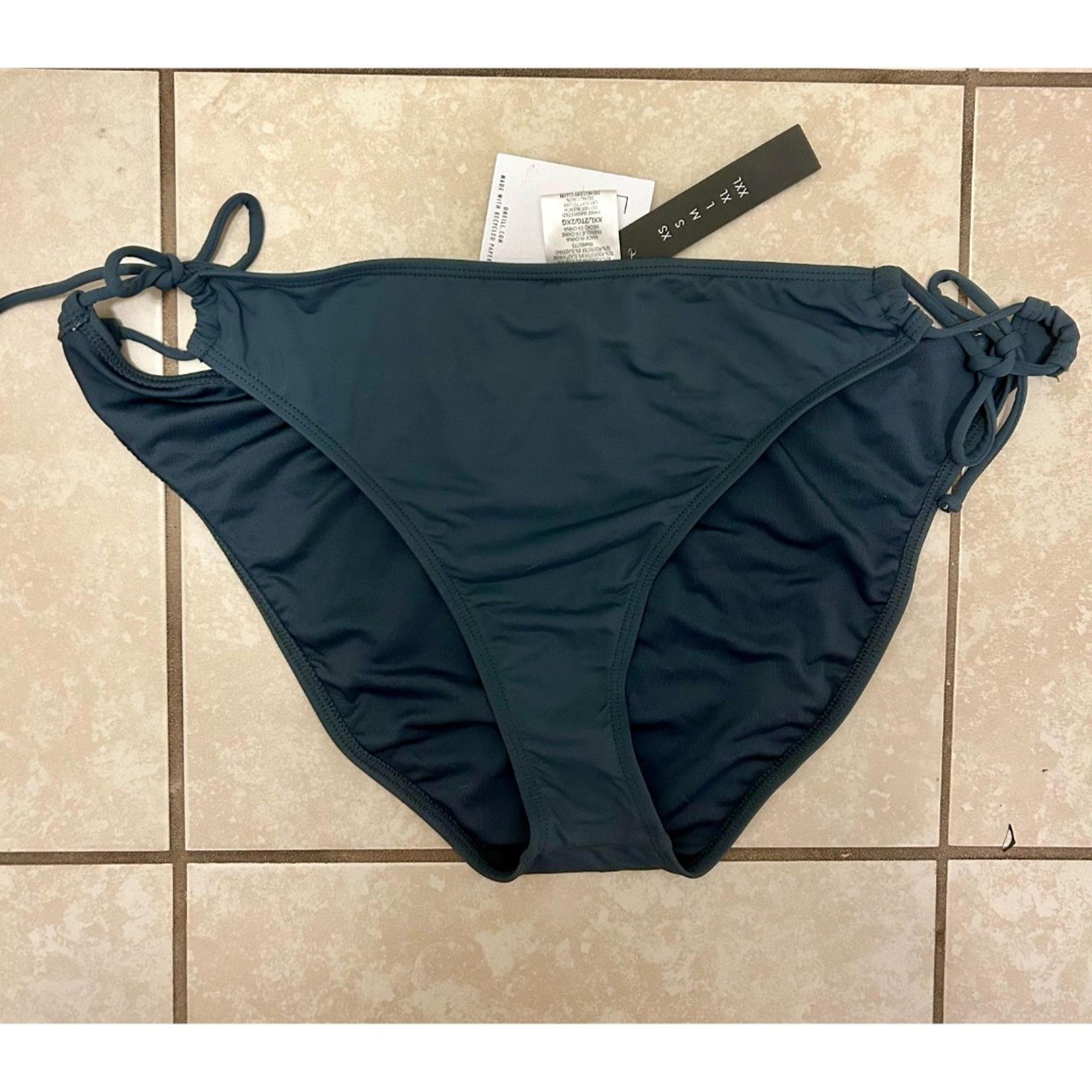 NWT O'NEILL Saltwater Solid Swim Bottoms Women's XXL Grey Ties