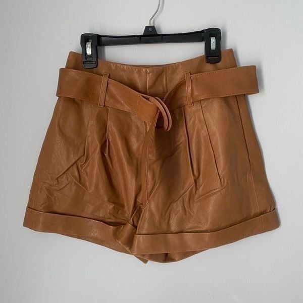 Frame Women’s Paper Bag Lamb Skin High Waist Shorts