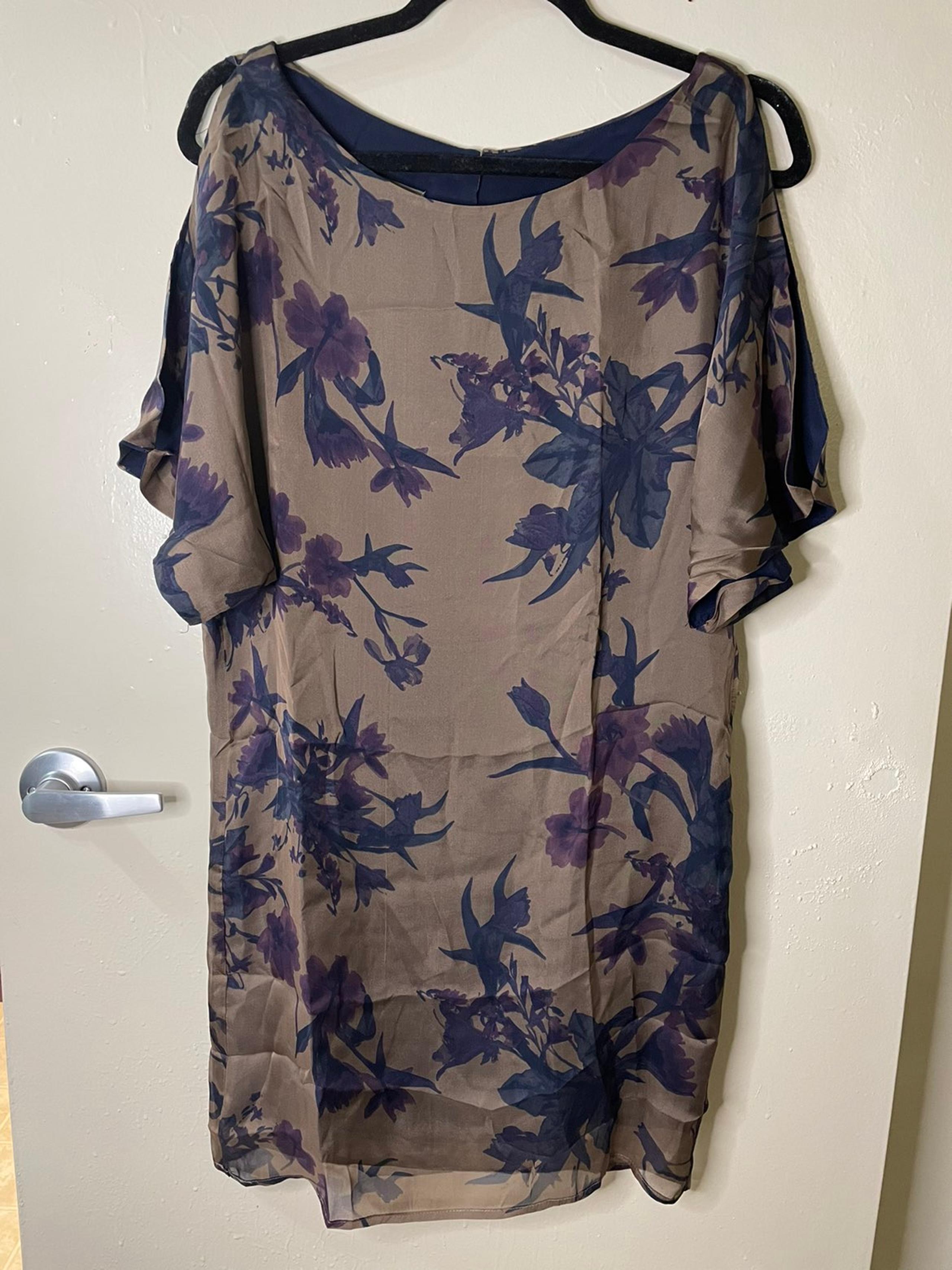 NEW Amour Vert India Floral Charmeuse Silk Dress Size XSmall