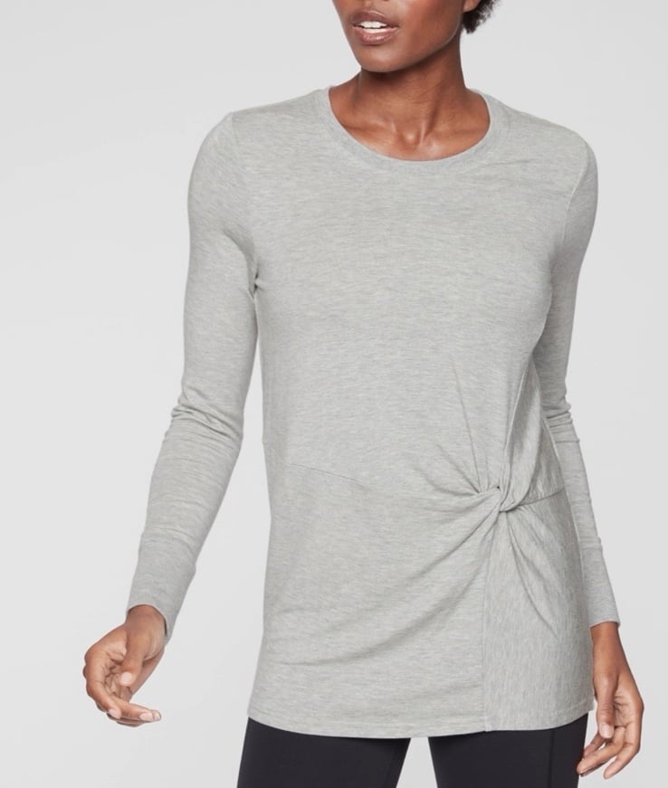 Athleta Nirvana Twist Front Sweatshirt Crewneck Pullover Women’s XS Grey Active