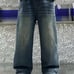 Retro Washed Gradient Wide-Leg Straight Pants Loose Casual School Style Long Jea