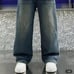 Retro Washed Gradient Wide-Leg Straight Pants Loose Casual School Style Long Jea